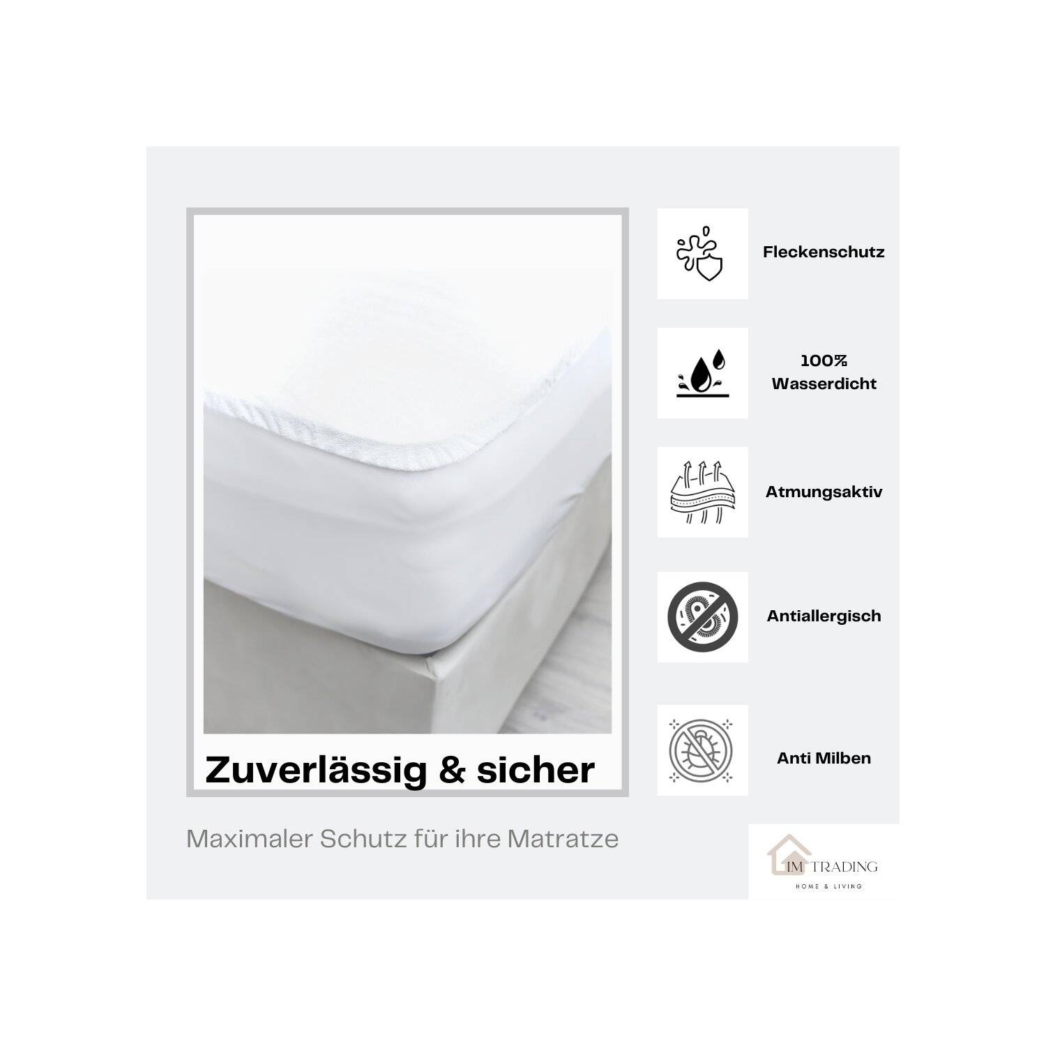 Wasserdichte Matratzenschoner 90x200cm mit + 25 cm Rundumgummizug Matratzenauflage Inkontinenzunterlage Nässeschutz
