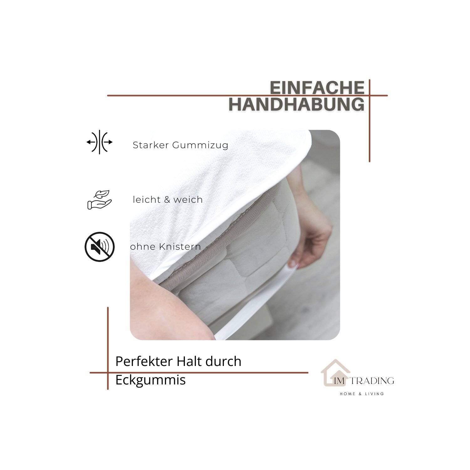 Matratzenschoner Wasserdicht und Atmungsaktiv 100x200cm +25cm mit 4 Eckgummi Inkontinenzunterlage Waschbar
