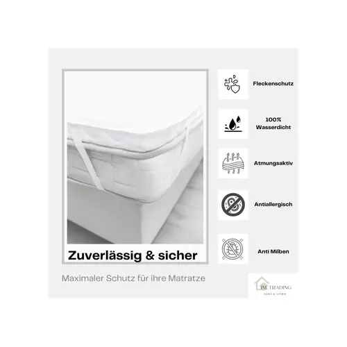 Matratzenschoner Wasserdicht und Atmungsaktiv 100x200cm +25cm mit 4 Eckgummi Inkontinenzunterlage Waschbar Matratzenschoner Wasserdicht und Atmungsaktiv 100x200cm +25cm mit 4 Eckgummi Inkontinenzunterlage Waschbar