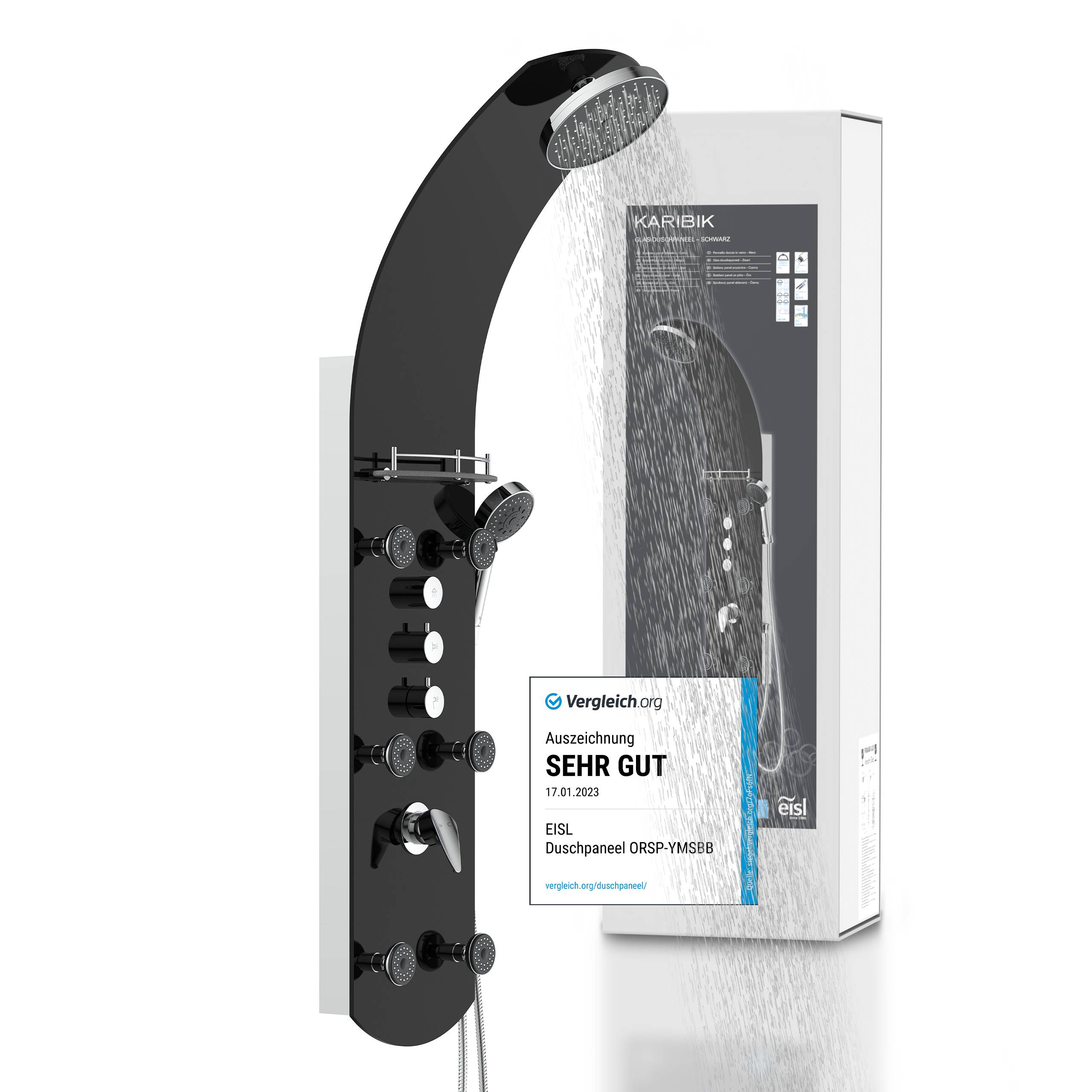KARIBIK Duschpaneel, Schwarz