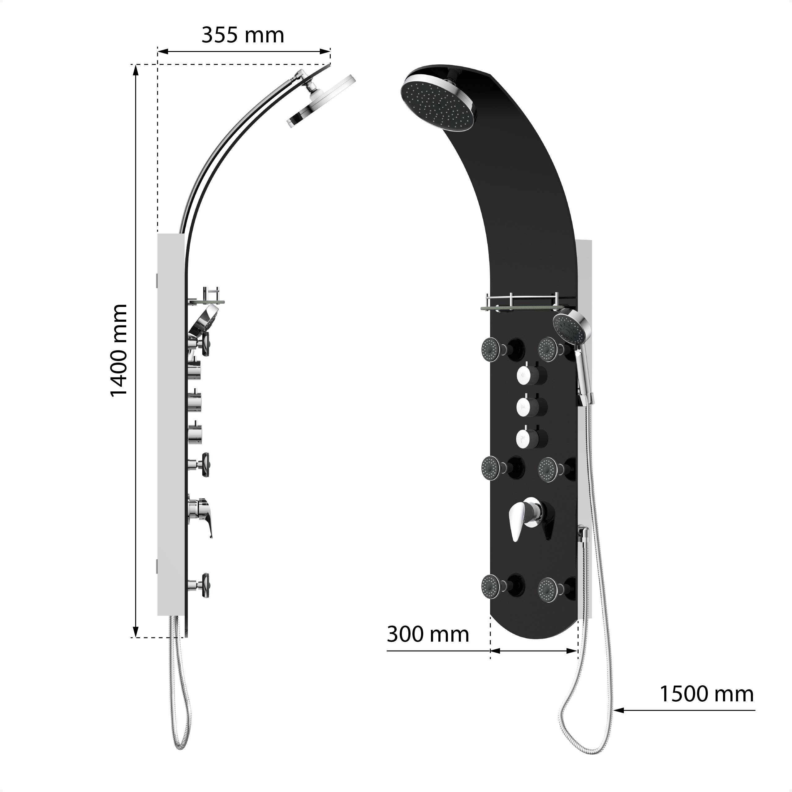 KARIBIK Duschpaneel, Schwarz