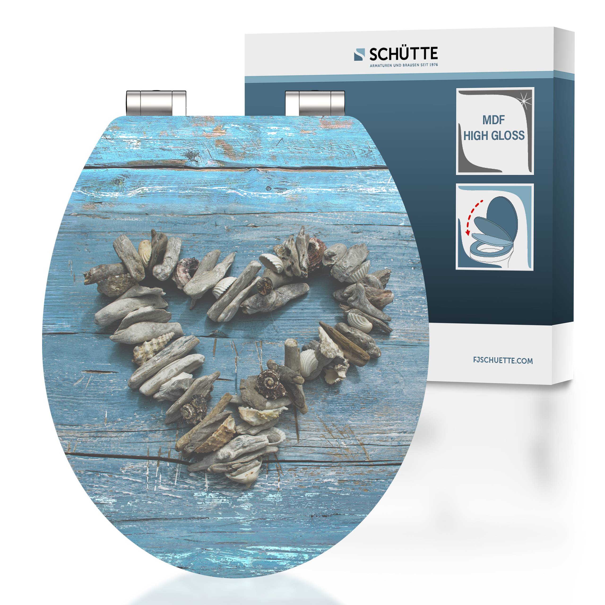 MDF HG WC-Sitz SHELL HEART, mit Absenkautomatik