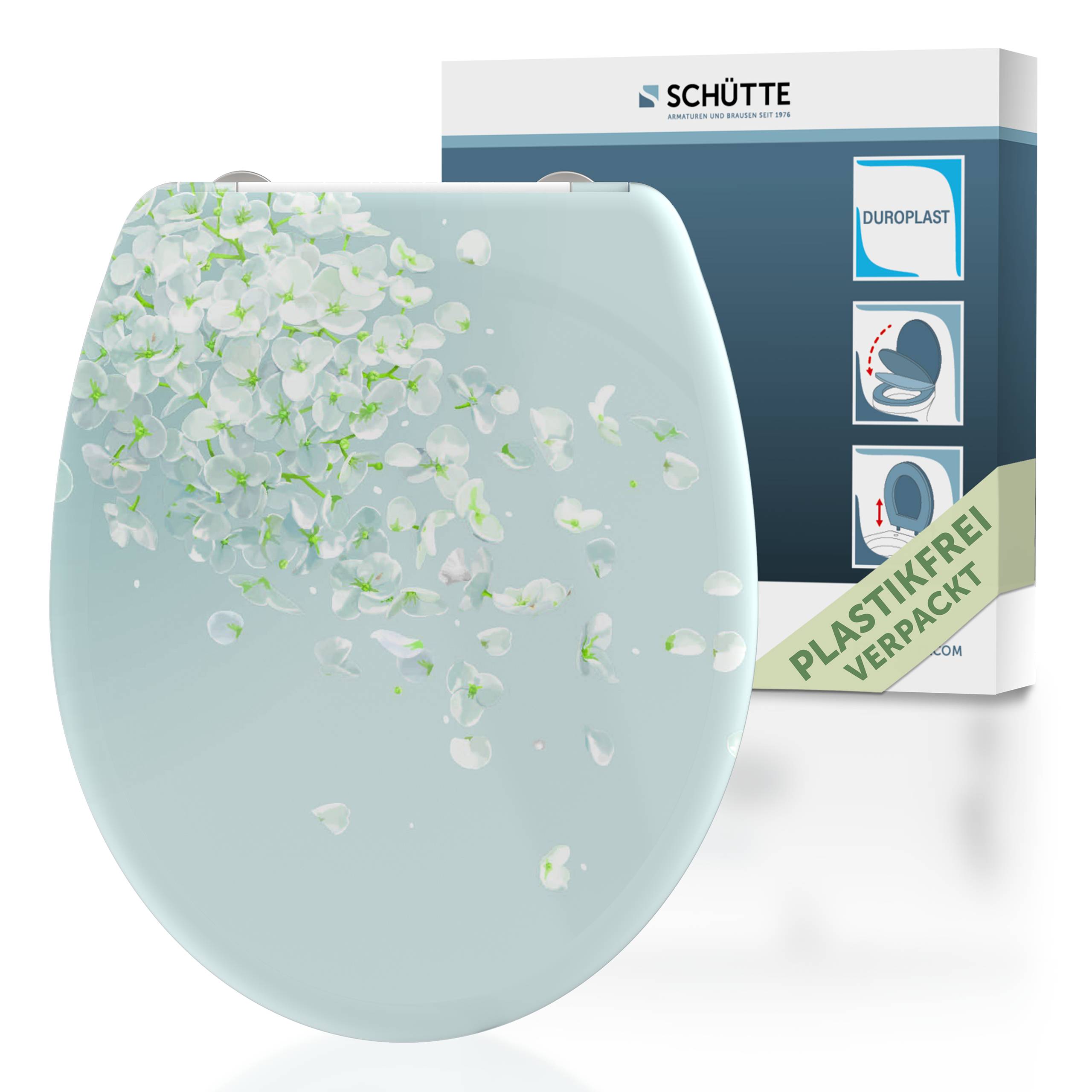 Duroplast WC-Sitz FLOWER IN THE WIND, mit Absenkautomatik und Schnellverschluss