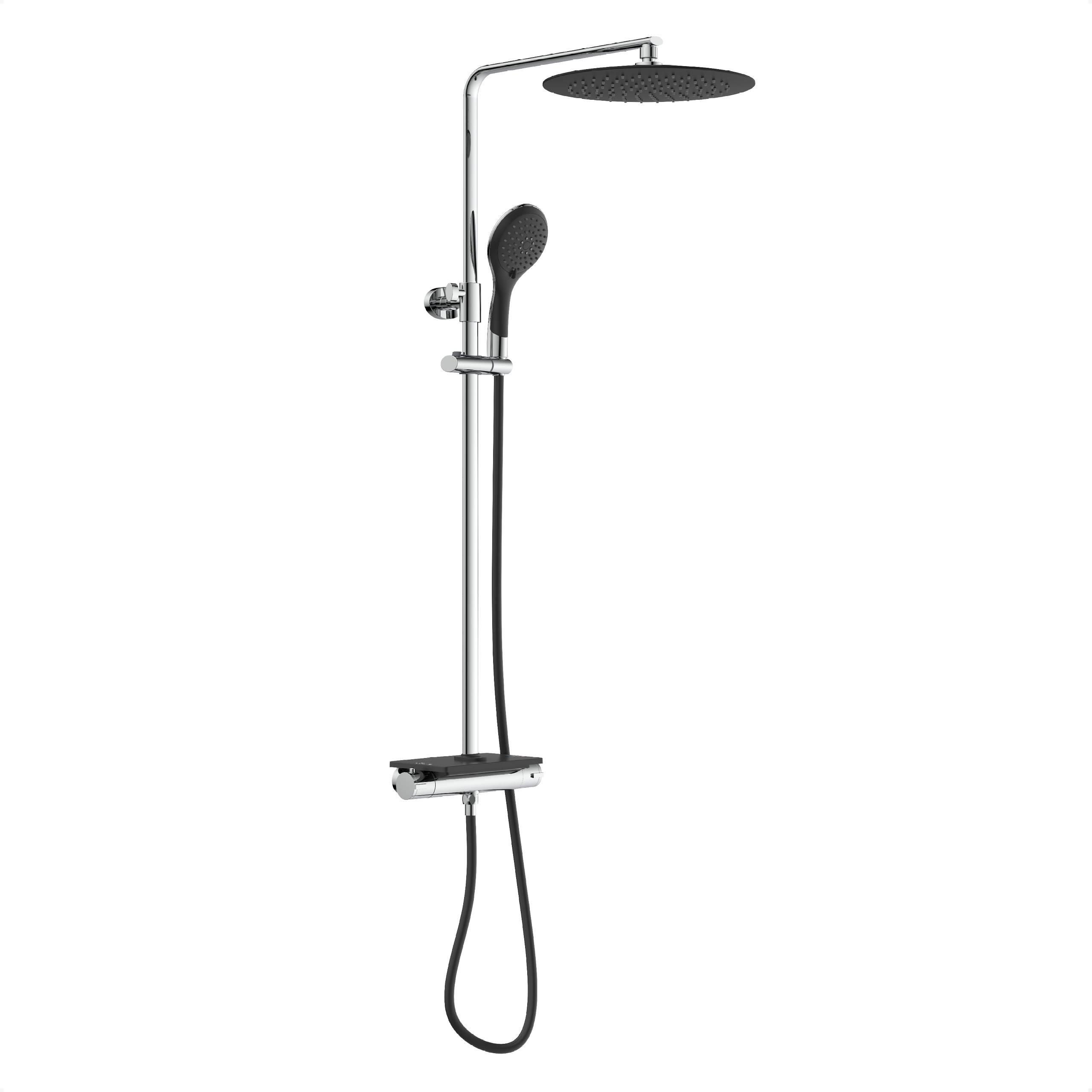 GRANDE VITA Überkopfbrause-Set, Schwarz, mit Thermostatarmatur