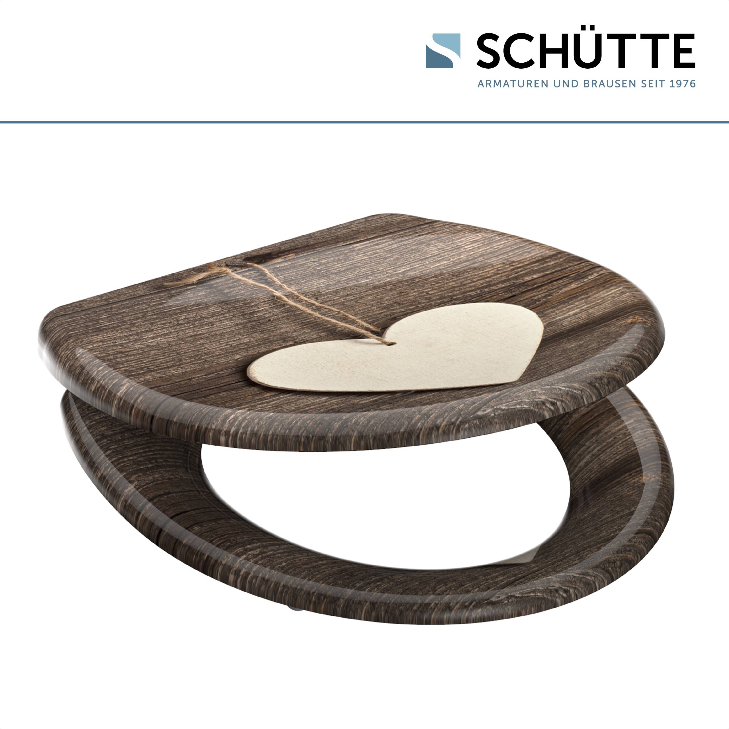 Duroplast WC-Sitz WOOD HEART, mit Absenkautomatik und Schnellverschluss