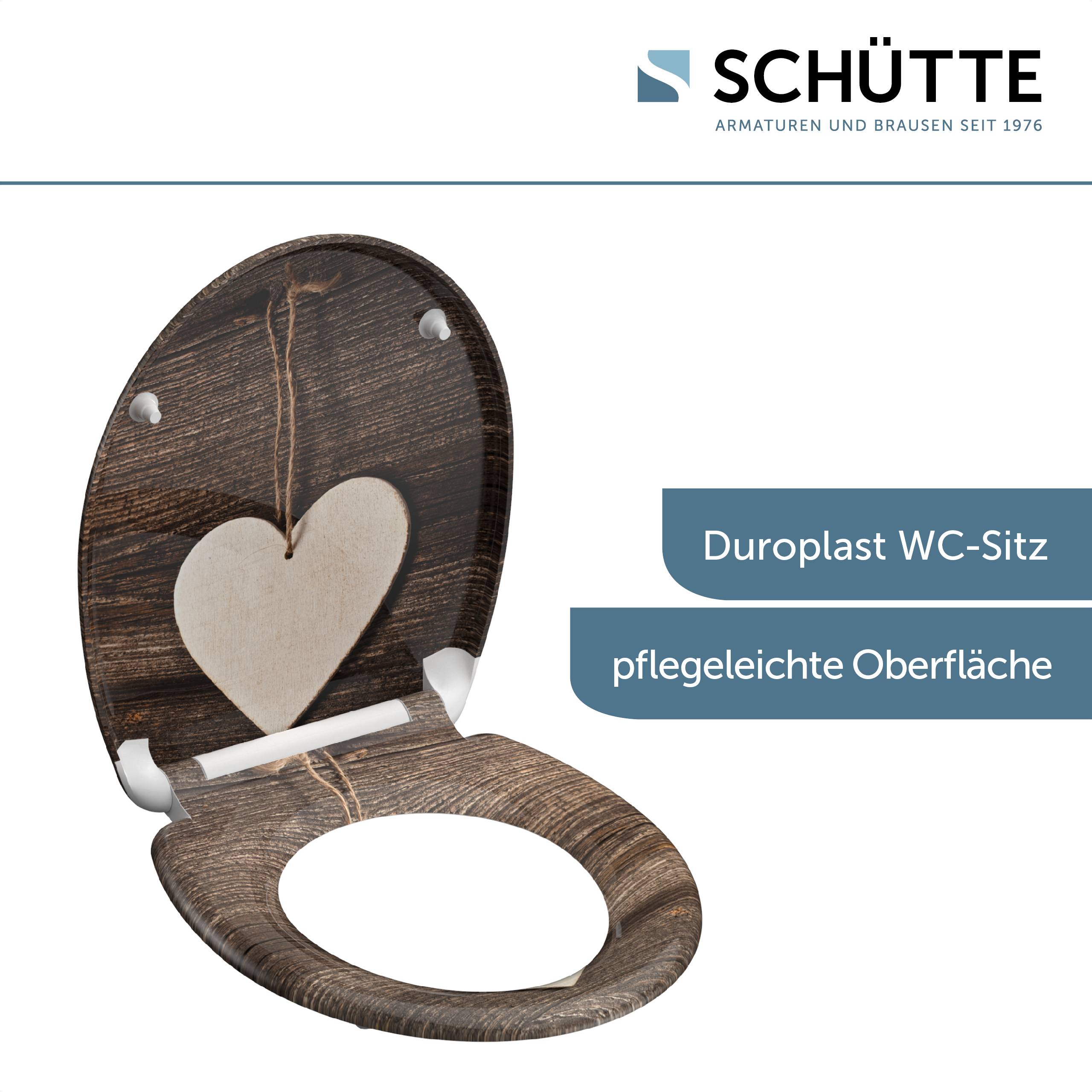 Duroplast WC-Sitz WOOD HEART, mit Absenkautomatik und Schnellverschluss