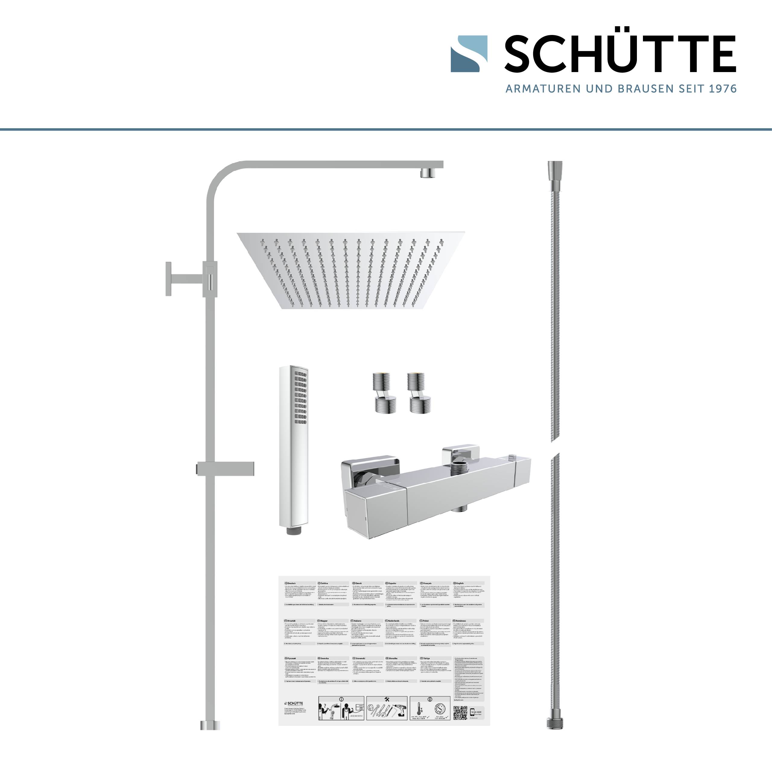 SUMBA Überkopfbrause-Set, Chrom, mit Thermostatarmatur