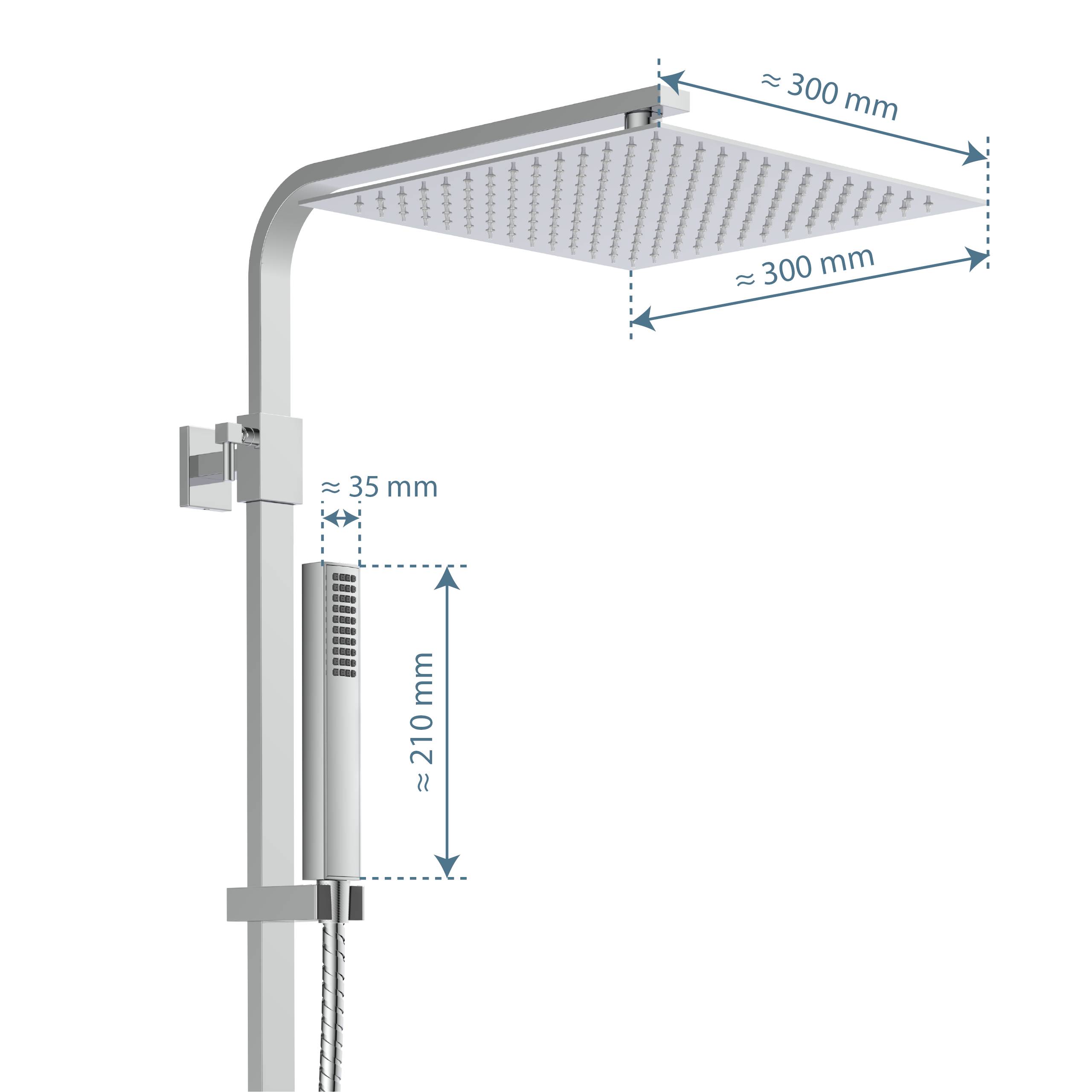SUMBA Überkopfbrause-Set, Chrom, mit Thermostatarmatur