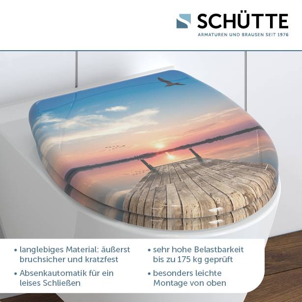 Duroplast WC-Sitz SUNSET SKY, mit Absenkautomatik und Schnellverschluss