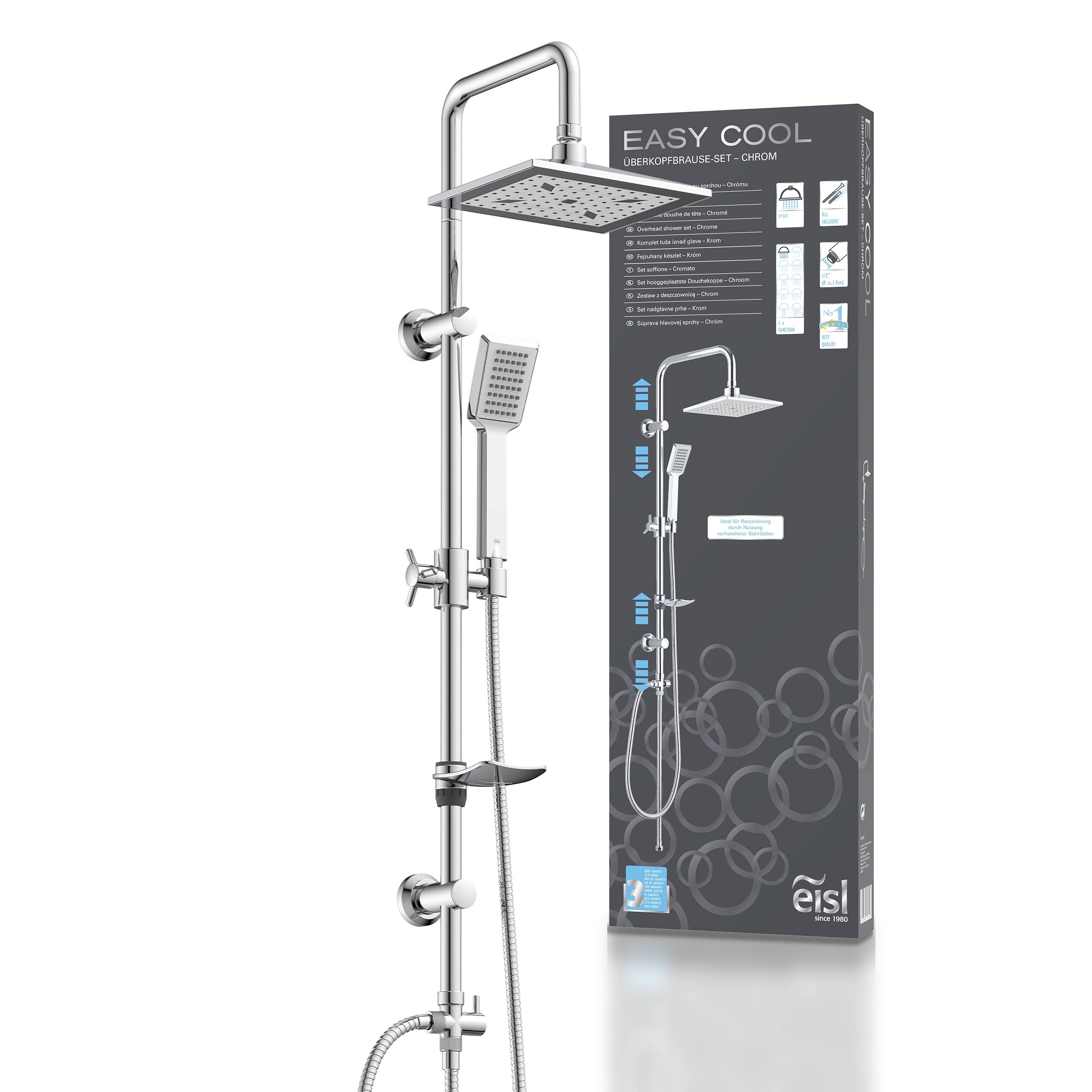 EASY COOL Überkopfbrause-Set, Chrom