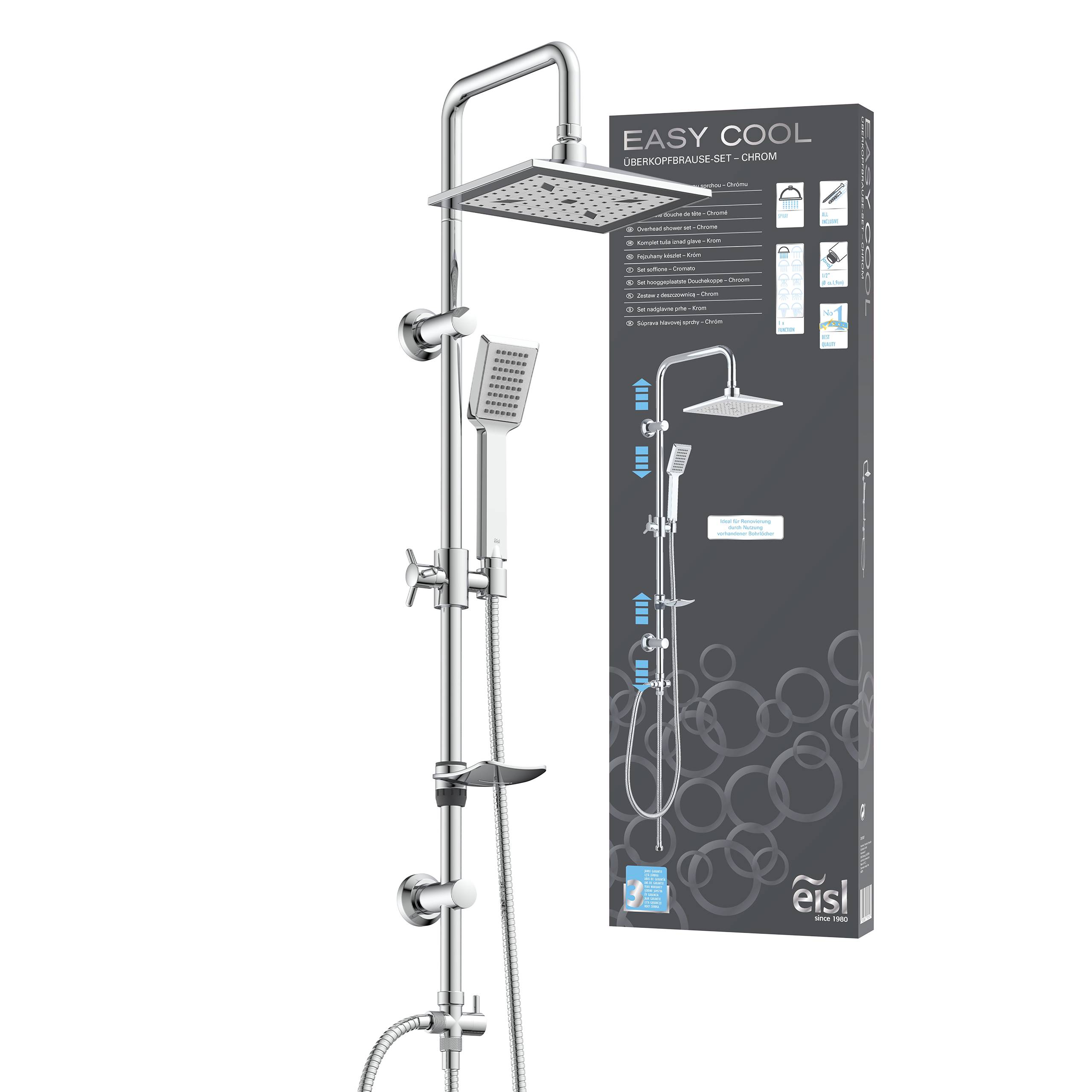 EASY COOL Überkopfbrause-Set, Chrom