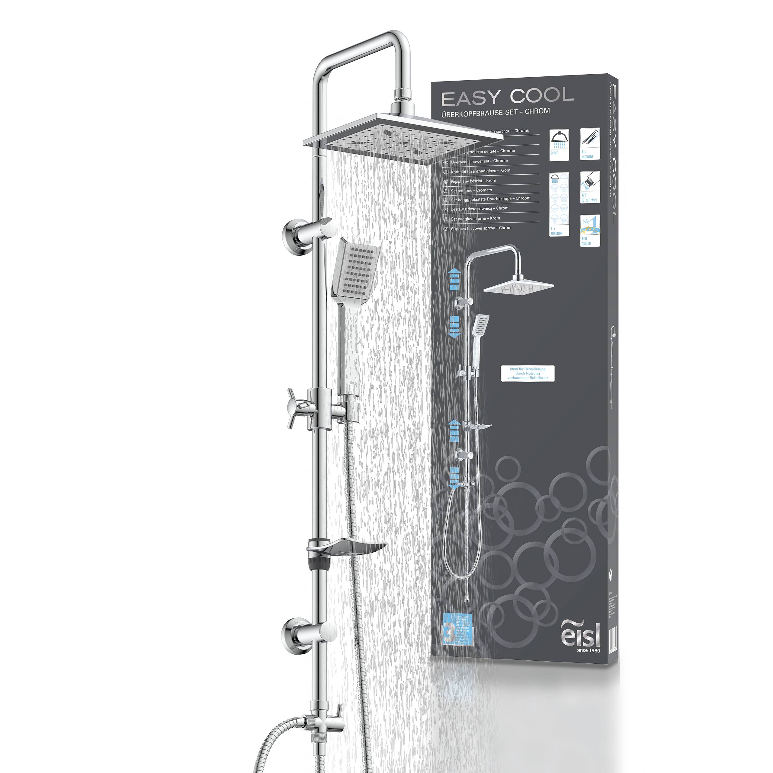 EASY COOL Überkopfbrause-Set, Chrom