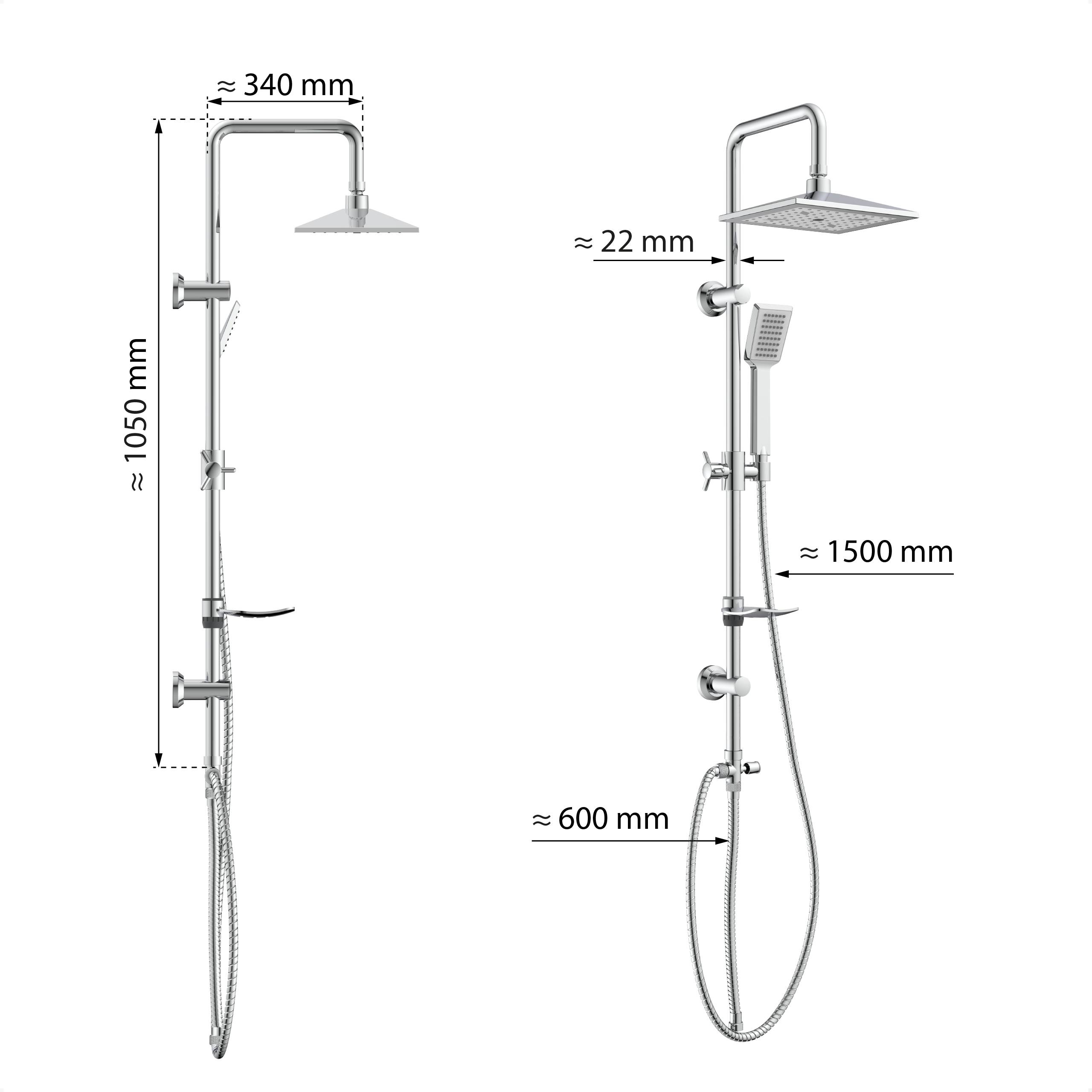 EASY COOL Überkopfbrause-Set, Chrom