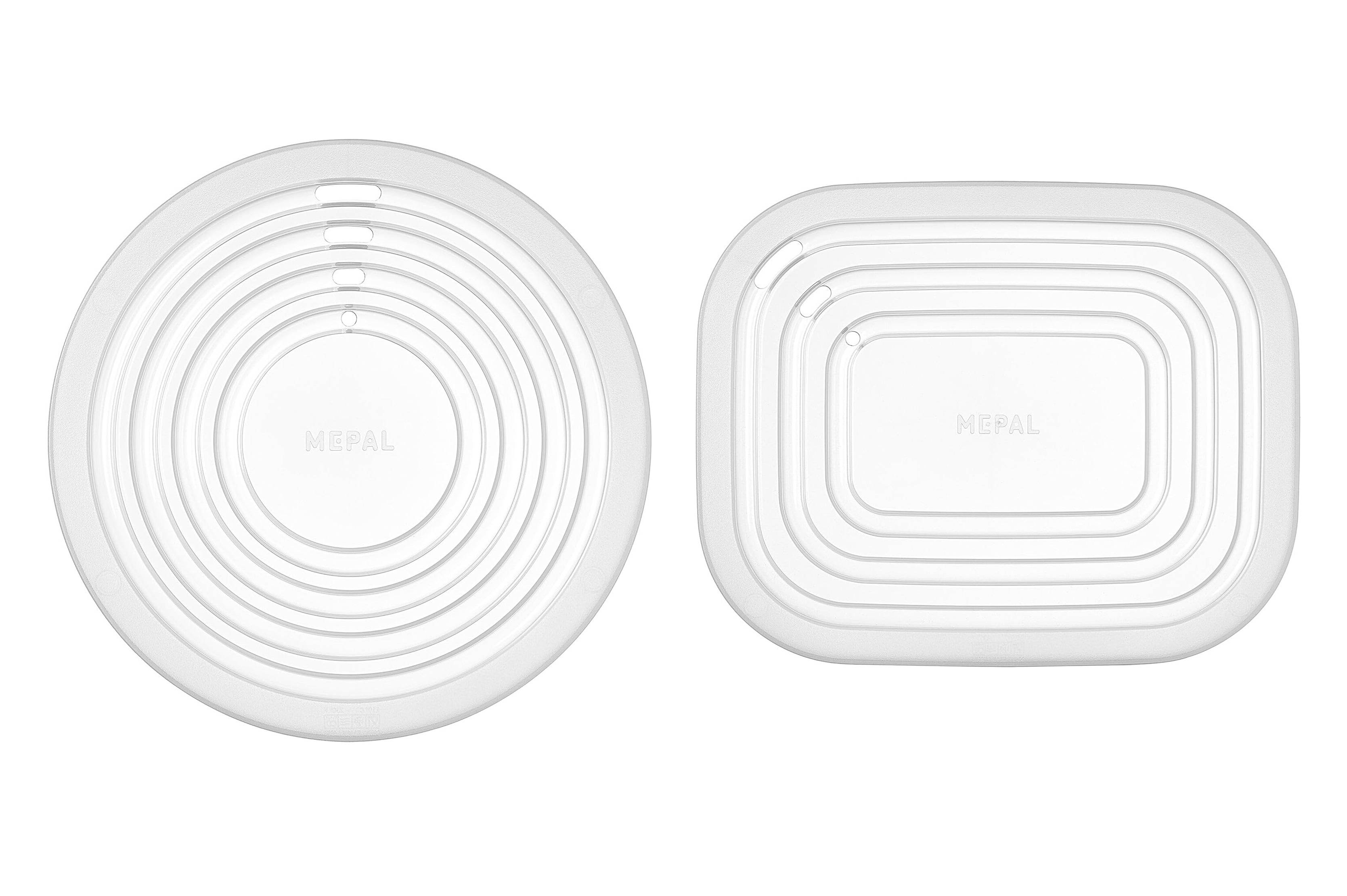 Mepal - Cirqula Mikrowellendeckel-Set Rund/Rechteckig - Hitzebeständiger Deckel für Mepal's Vorratsbehälter Cirqula - Transparenter Deckel Mikrowel