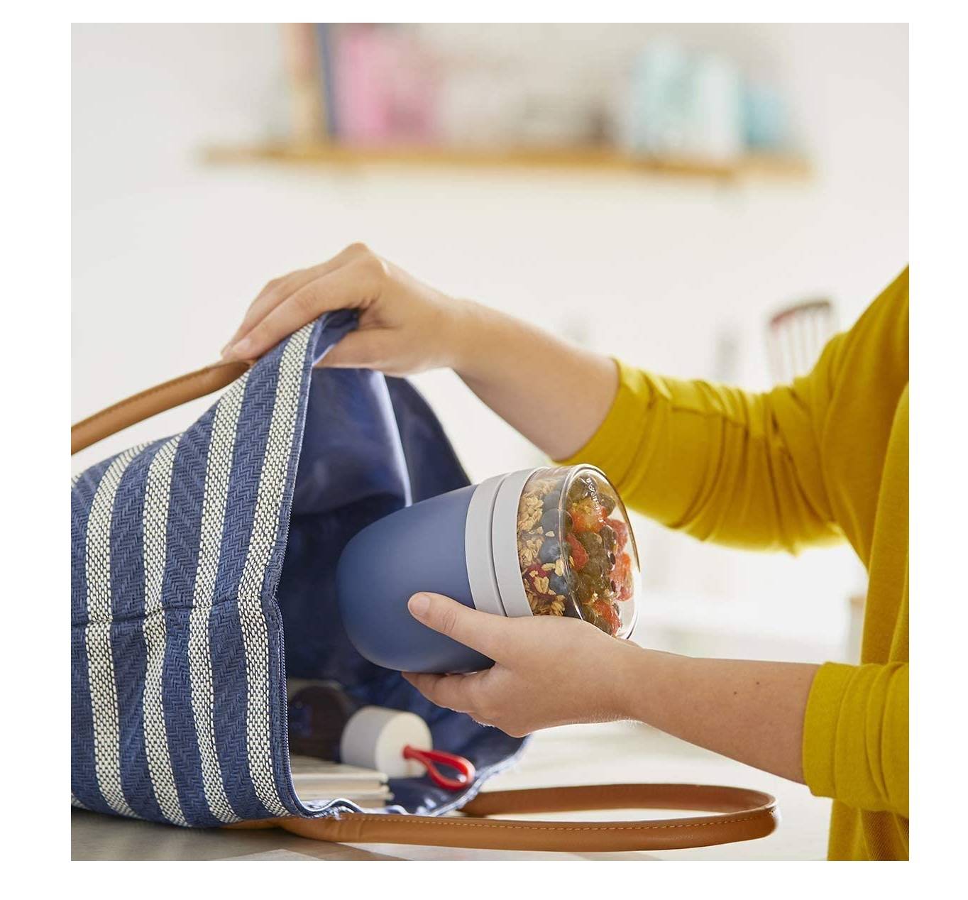 Mepal | Lunchpot mini Ellipse | Nordic White | Müslibecher, Joghurtbecher, To Go Becher | geeignet für Tiefkühler, Mikrowelle & Spülmaschine | 300