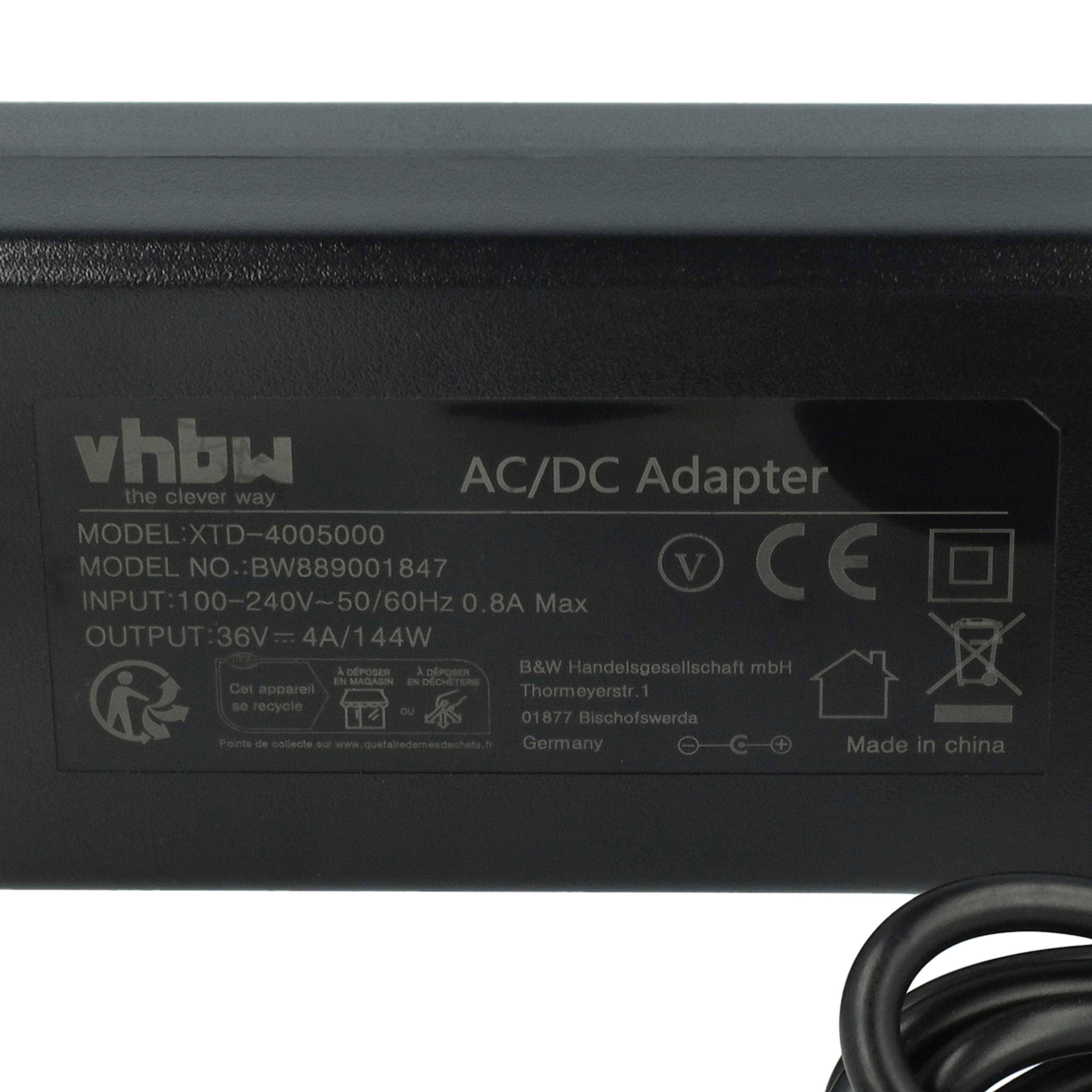 vhbw Ladegerät kompatibel mit Bosch PowerTube 500, PowerPack 500, PowerTube 625 Fahrradakkus, E-Bike - Für Li-Ion Akkus 144 W