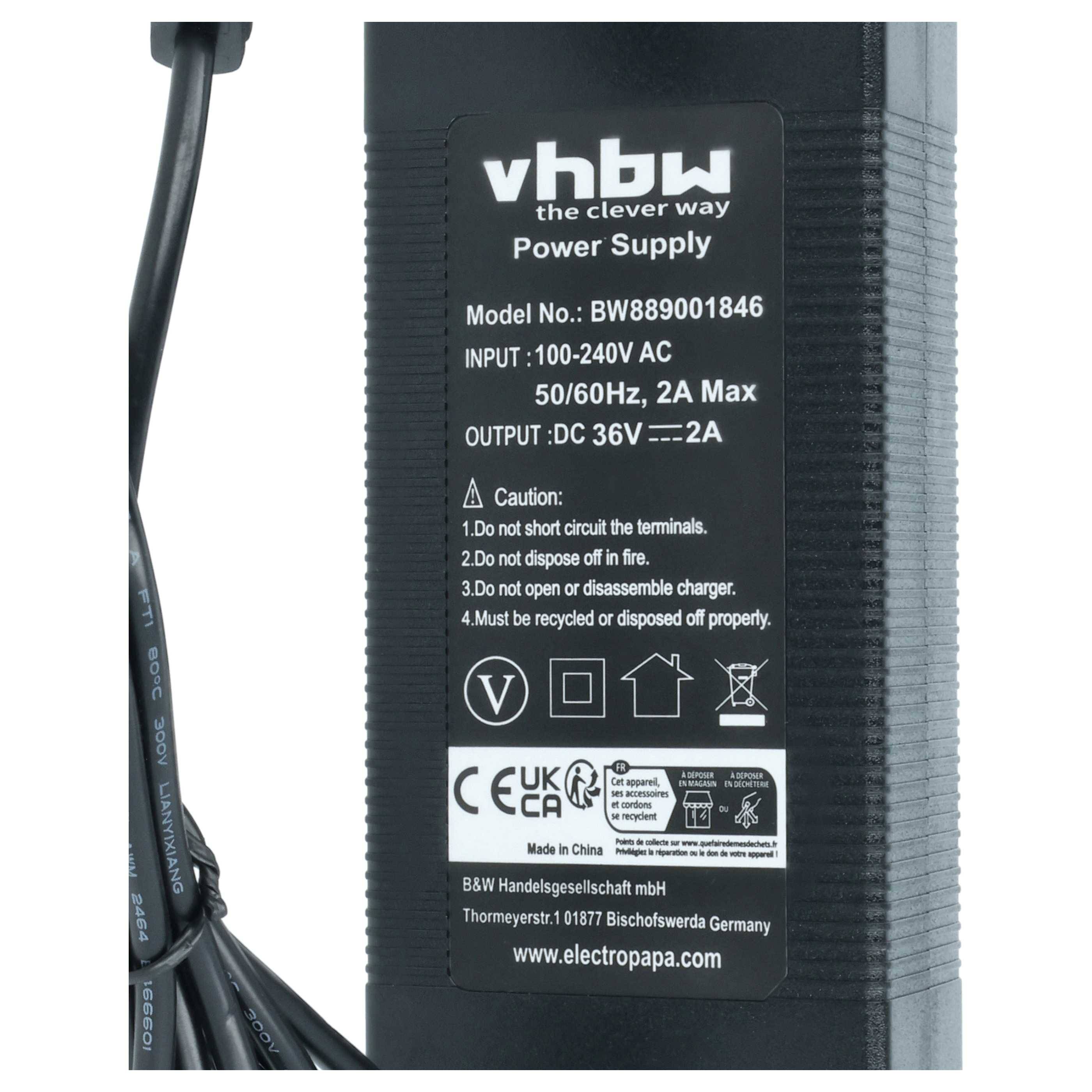 vhbw 1x Ladegerät kompatibel mit Bosch Performance Line CX, Performance Line Speed Fahrradakkus, E-Bike - Für 36 V Li-Ion Akkus 72 W