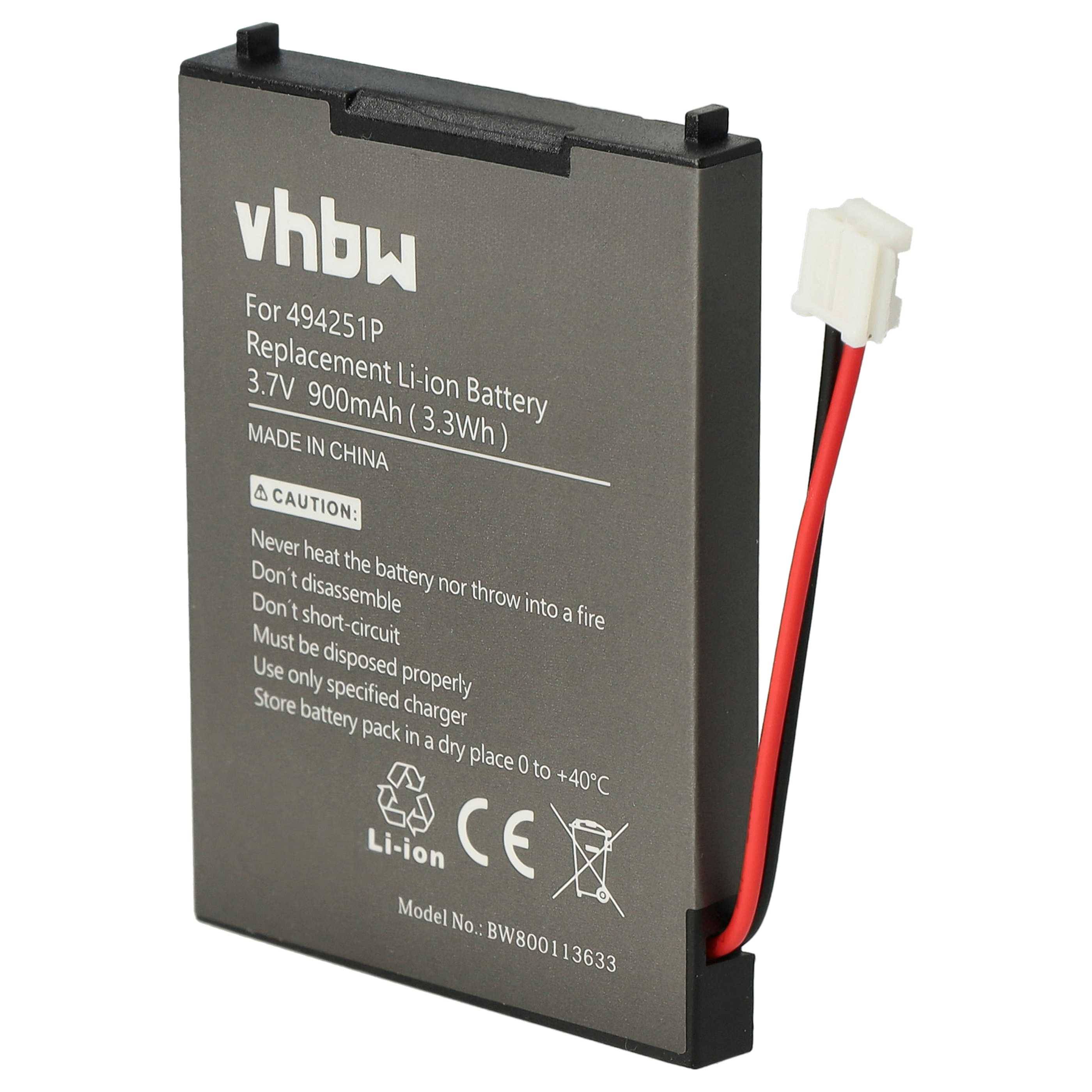 VHBW Ersatz-Li-Ionen-Akku mit roten und schwarzen Anschlusskabeln, beschriftet 3,7V 900mAh für Modell 494251.