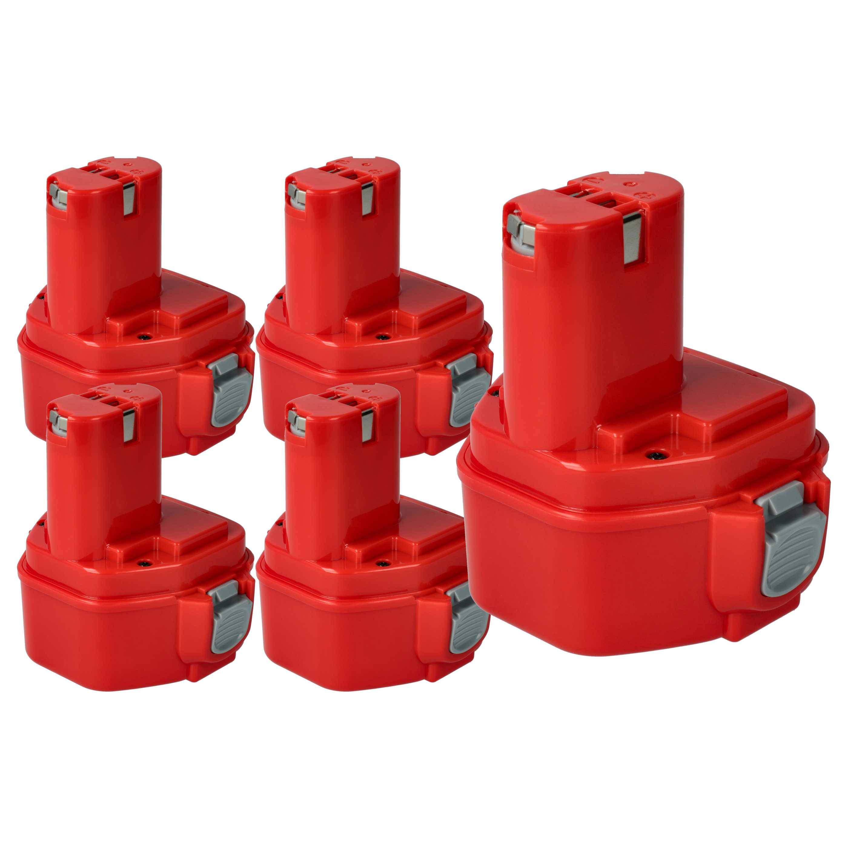 vhbw 5x Akku kompatibel mit Makita DA312DWD, DA312DZ, DA312DWF, ML121 Head Lamp, ML120, ML122, DA312DWA Werkzeug (3000 mAh, NiMH, 12 V)