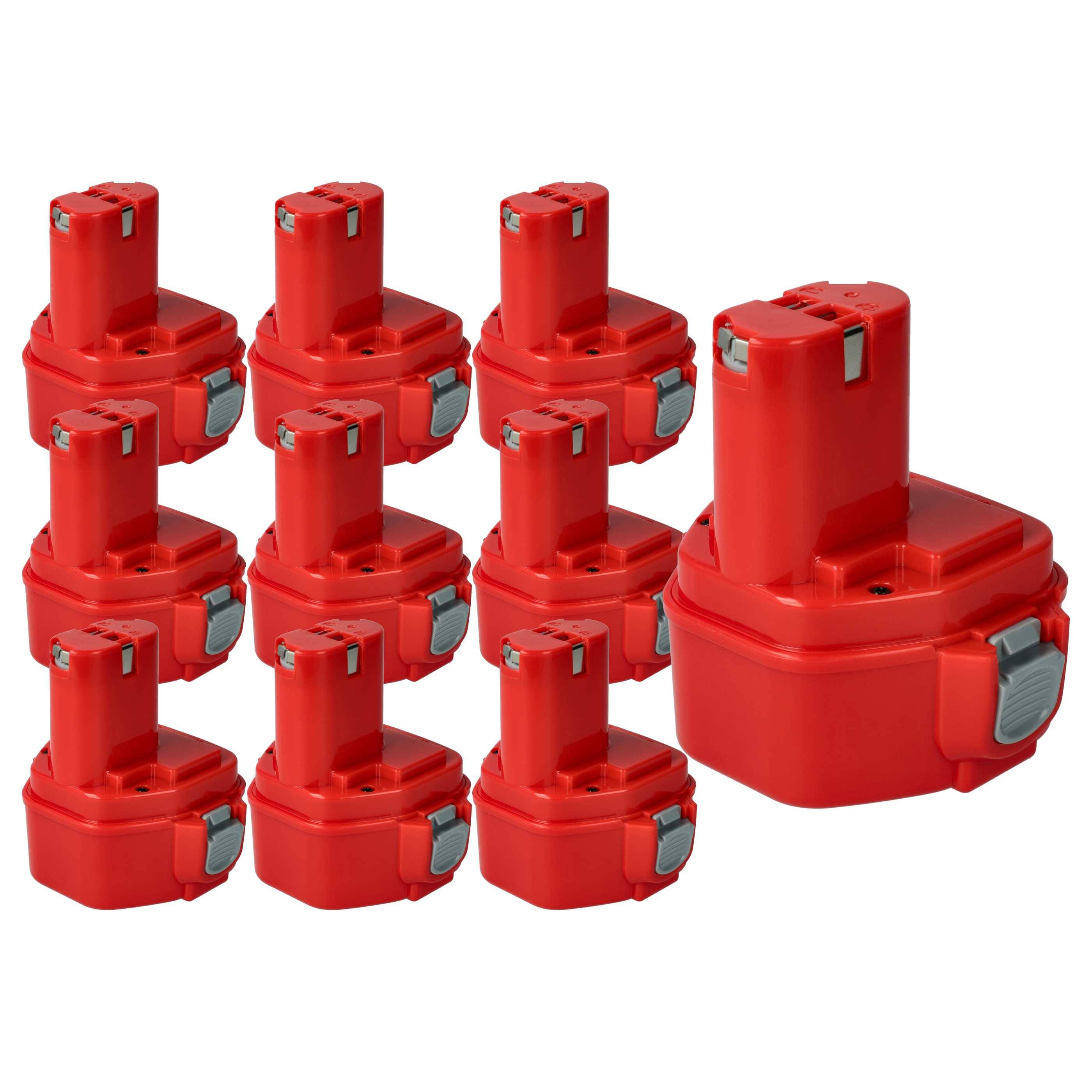 vhbw 10x Akku kompatibel mit Makita 6980FD, 6918DWD, 6918DWF, 6980FDWAE, 6918DWDE, 6918FDWDE, 6918DWFE Werkzeug (3000 mAh, NiMH, 12 V)