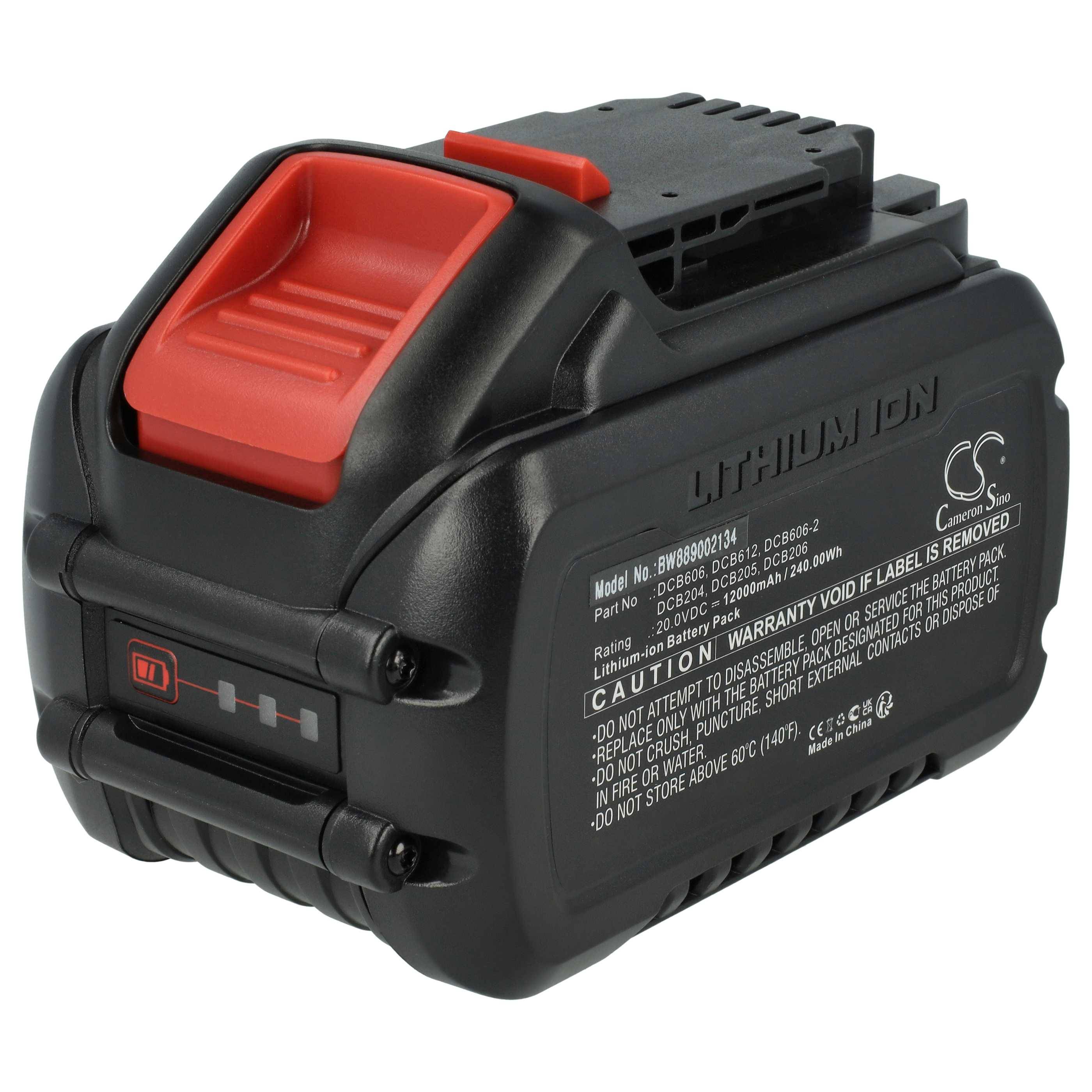 vhbw Akku kompatibel mit Dewalt DCS380M1, DCS380L1, DCS380M2, DCS377NT, DCS380B, DCS380 Werkzeug (12000 mAh, Li-Ion, 20 V, 20 V / 60 V)