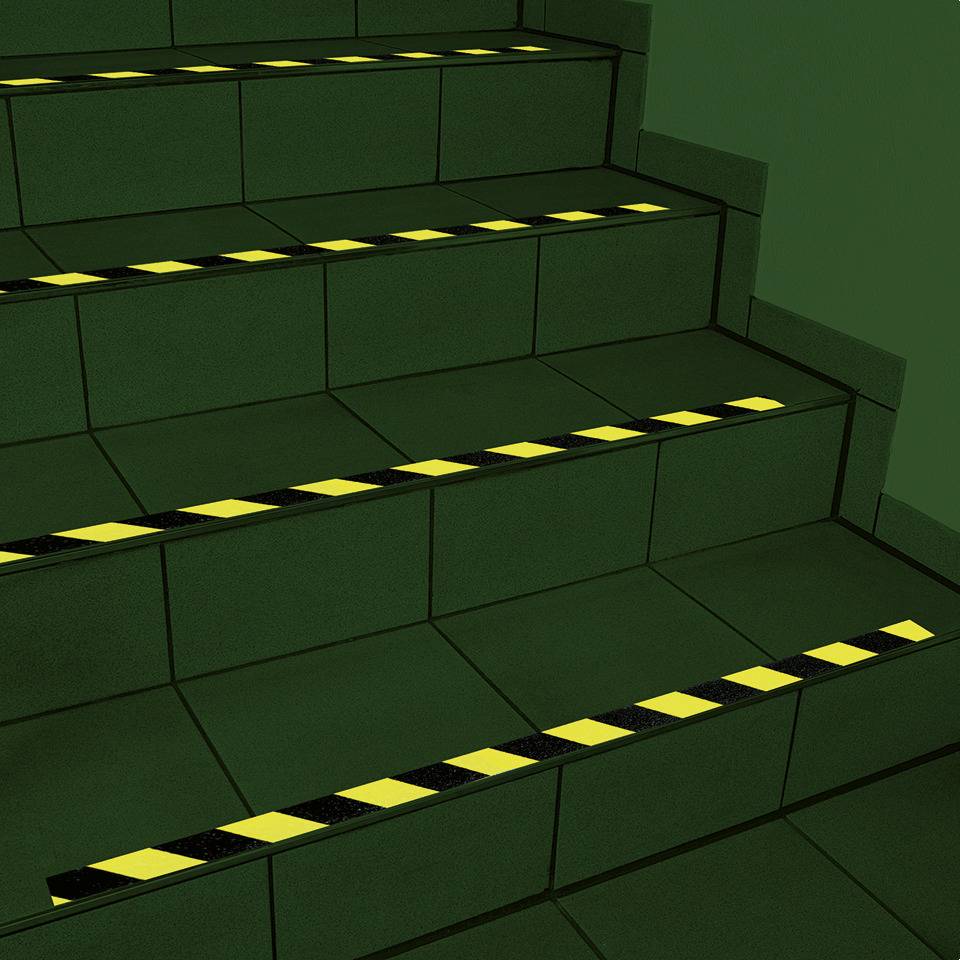 PERMALIGHT® power Trittschutz-Markierung, R13, schwarz/gelb, 25mm, 6m/Rolle