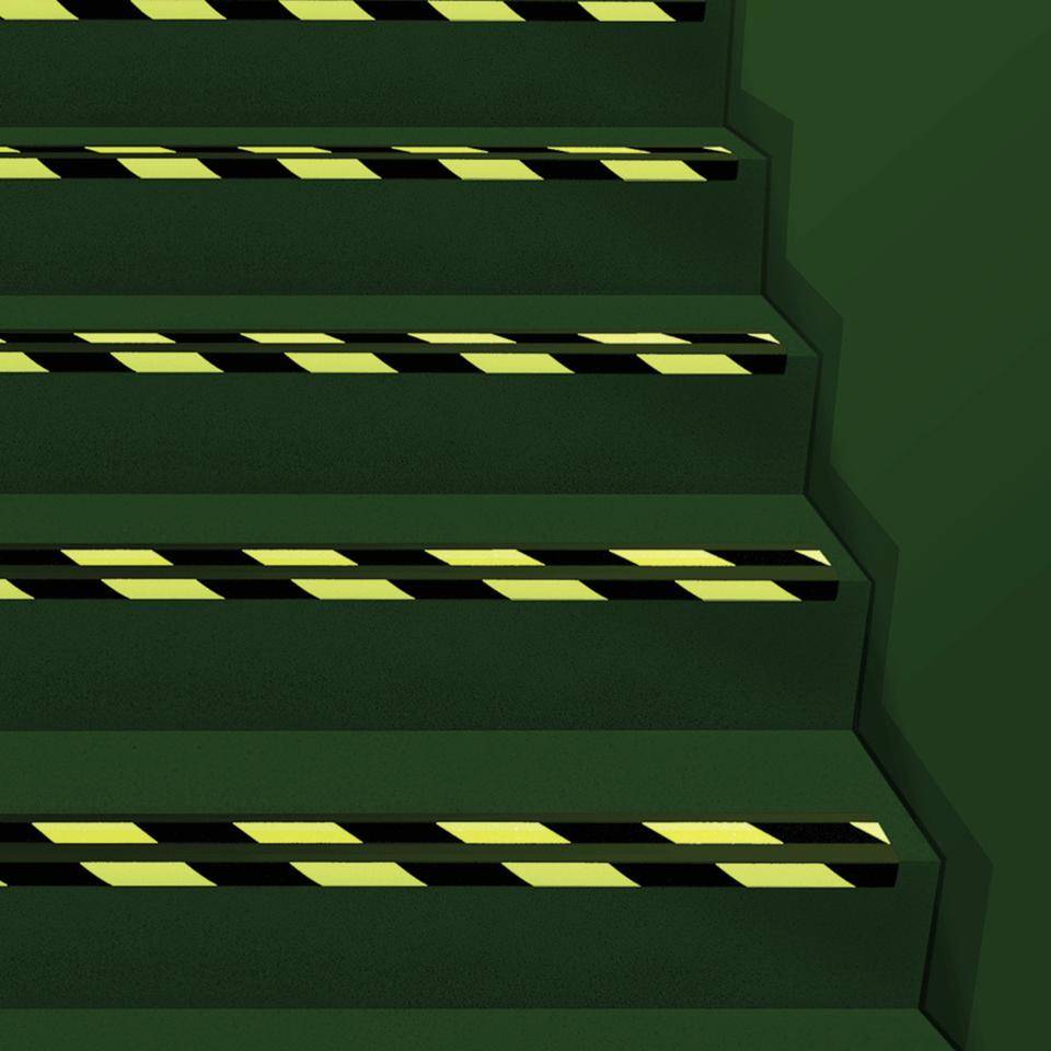 PERMALIGHT® power Treppenkantenprofil, R10, nachleuchtend gelb/schwarz fluo., Aluminium, 800x31x53mm, ASR A1.5