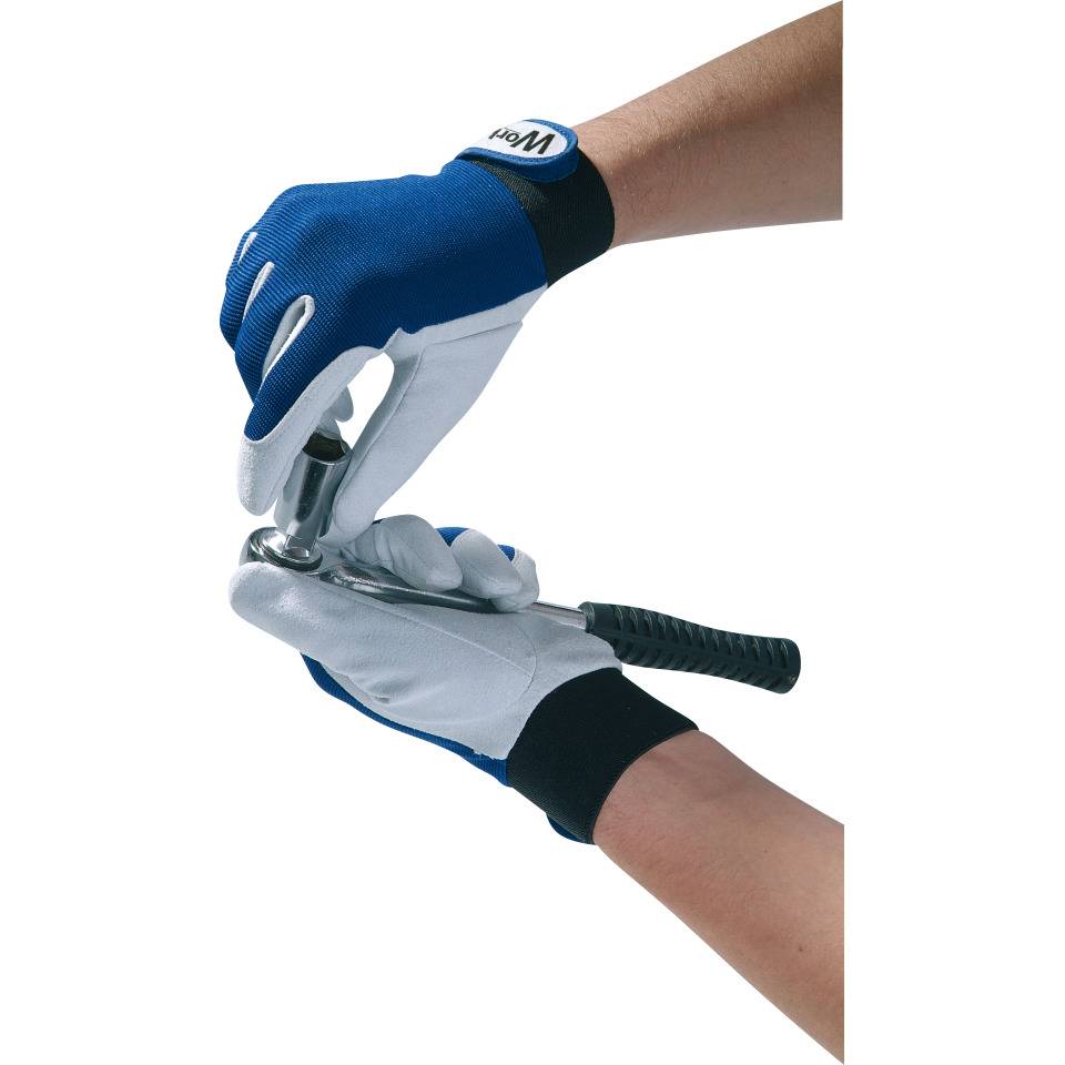Work Schutzhandschuh SecuGrip® VS,Kat.II,mit Klett,blau/weiß,Kunstleder,Größe 8