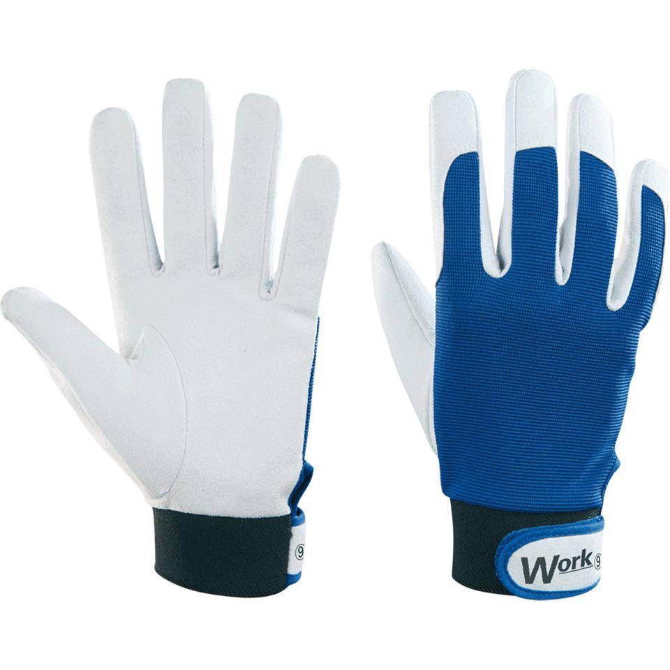 Work Schutzhandschuh SecuGrip® VS, mit Klett, Kunstleder, blau/weiß, Größe 11, EN 388, Kat. II