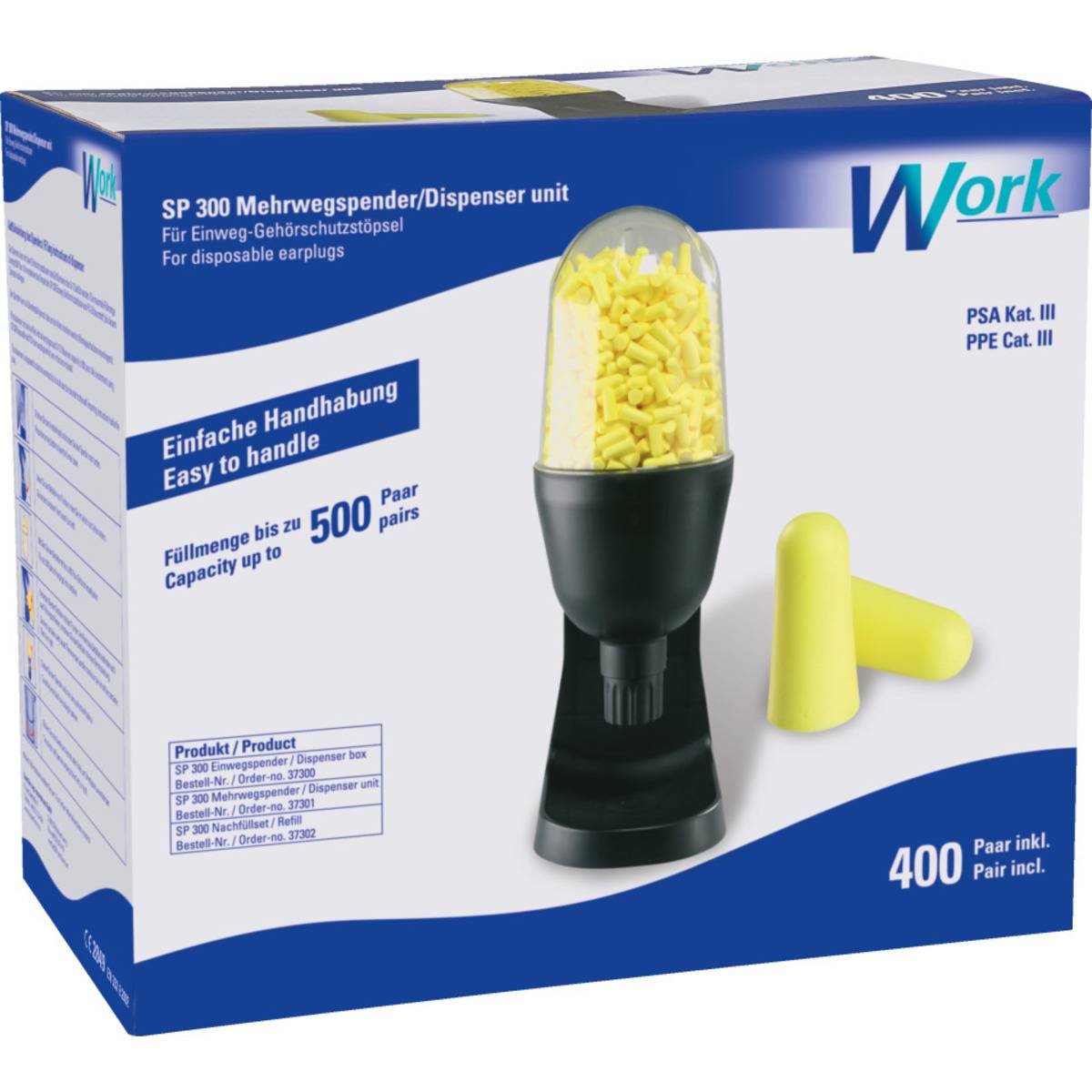 Work Gehörschutz-Spender SP300 Mehrweg, Lief. inkl. 2x200 Paar Gehörschutzstöpsel
