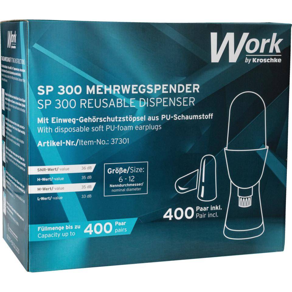 Work Gehörschutz-Spender SP300 Mehrweg,KatIII,inkl. 2x200Paar Gehörschutzstöpsel