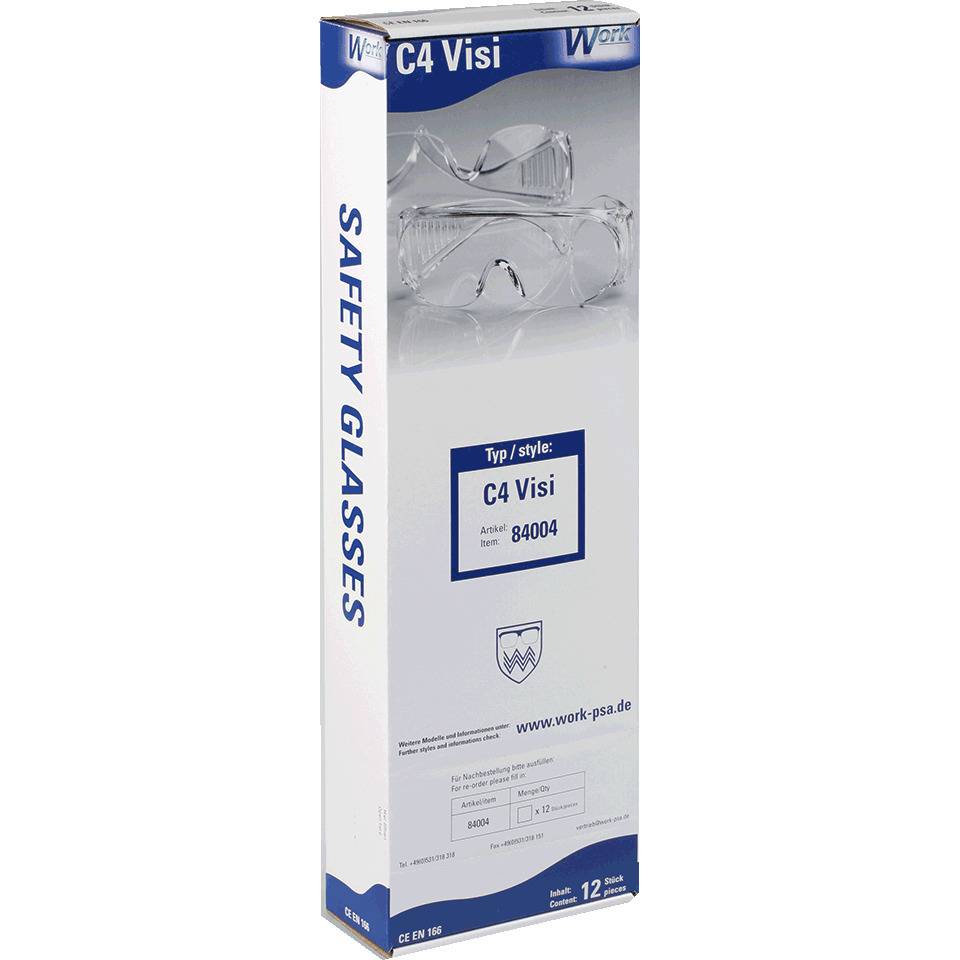 Work Schutzbrille C4 Visi, EN 166, Polycarbonat, farblos, kratzfest, 41g