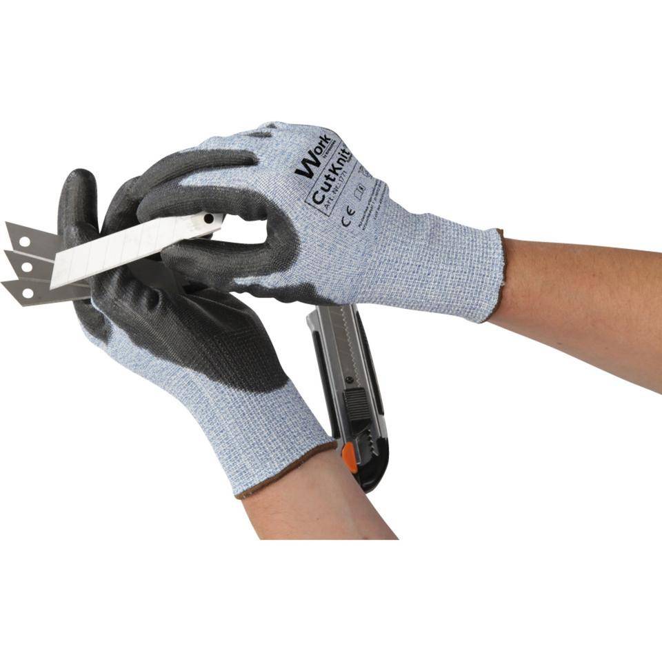 Work Schnittschutz-Handschuh CutKnit® Super, HPPE/Glasfaser, PU,Größe 7, EN 388, EN ISO 21420, Kat. II