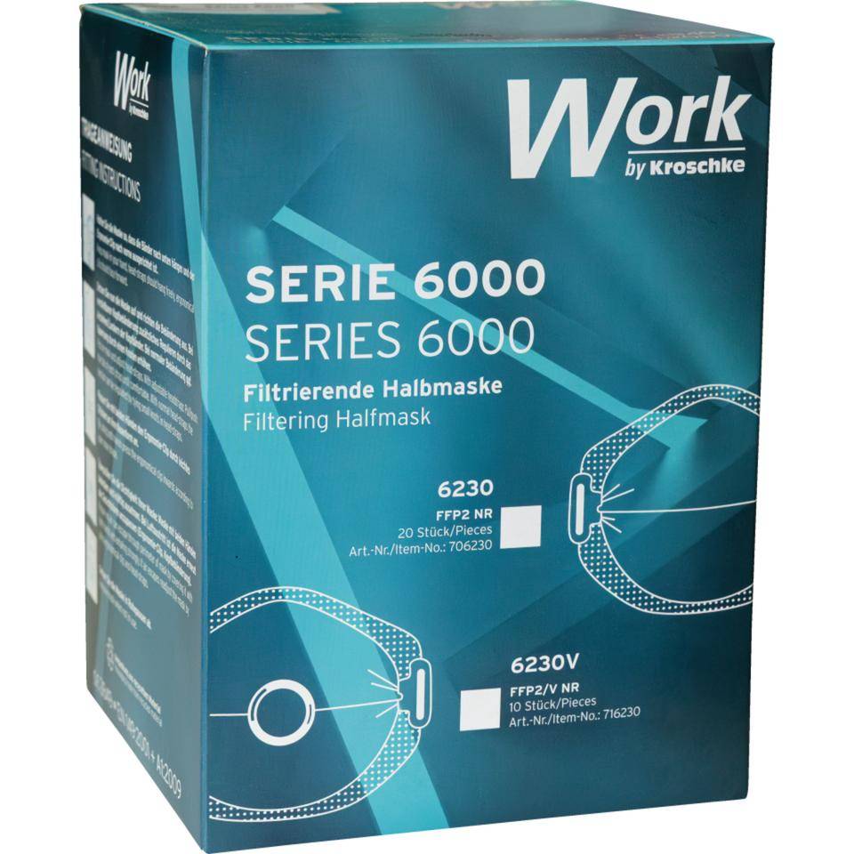 Work Serie 6000 filtrierende Halb-/Feinstaubmaske 6230V FFP2, mit Ventil, 10/VE