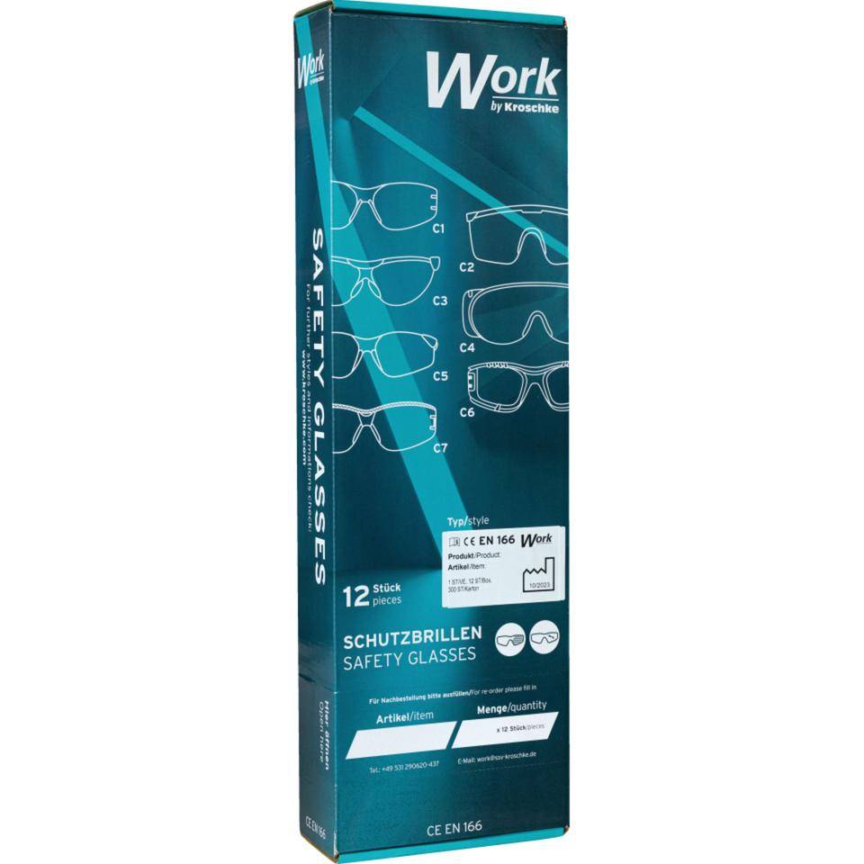 Work Schutzbrille C7 Flex, Kat.II, EN 166, schwarz/blau, Polycarbonat, kratzfest, 23g