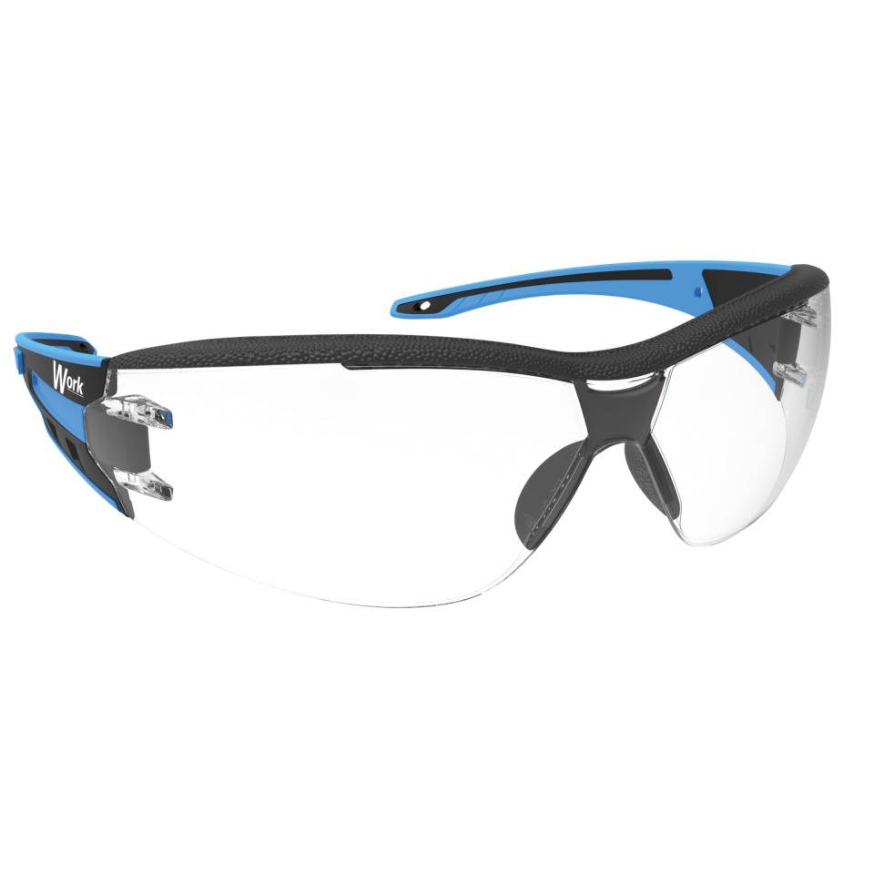 Work Schutzbrille C7 Flex, Kat.II, EN 166, schwarz/blau, Polycarbonat, kratzfest, 23g