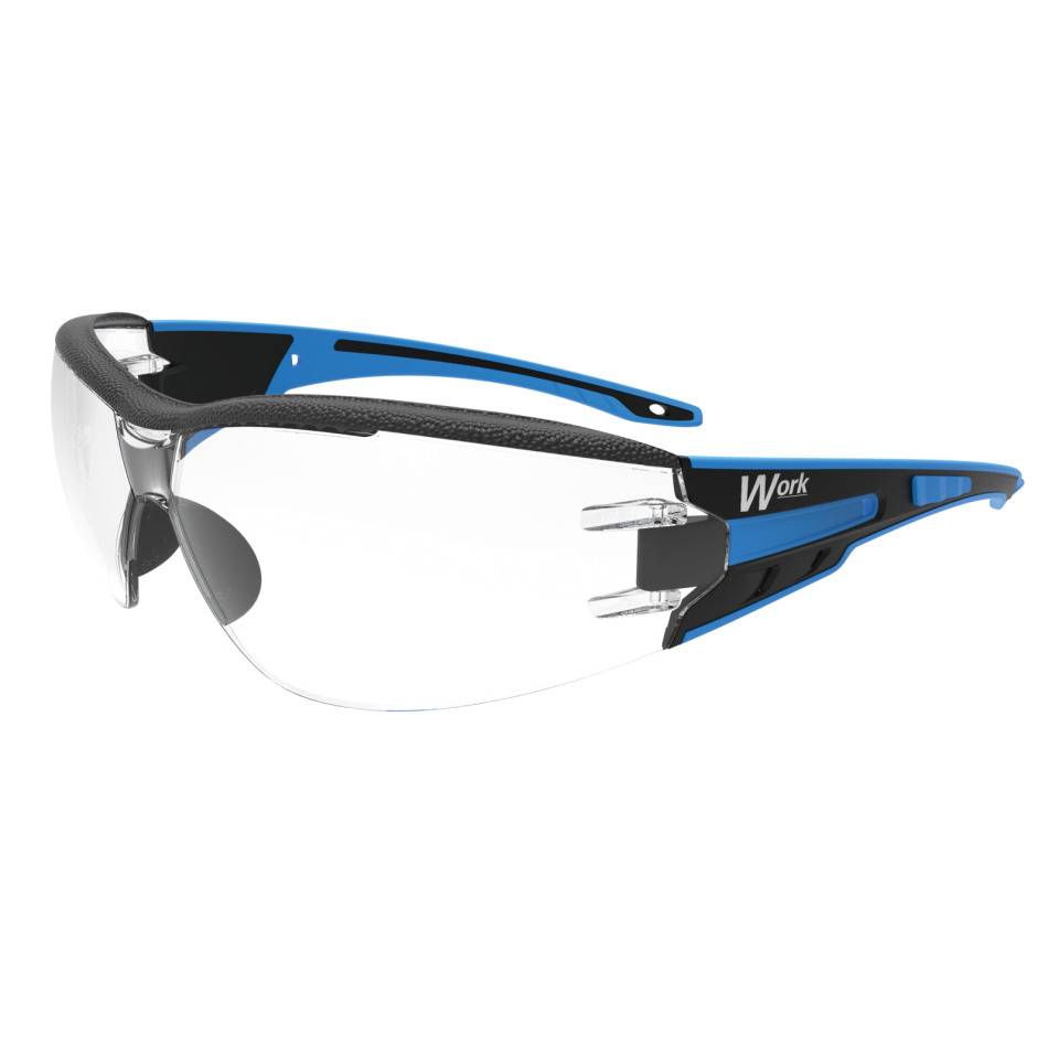 Work Schutzbrille C7 Flex, Kat.II, EN 166, schwarz/blau, Polycarbonat, kratzfest, 23g