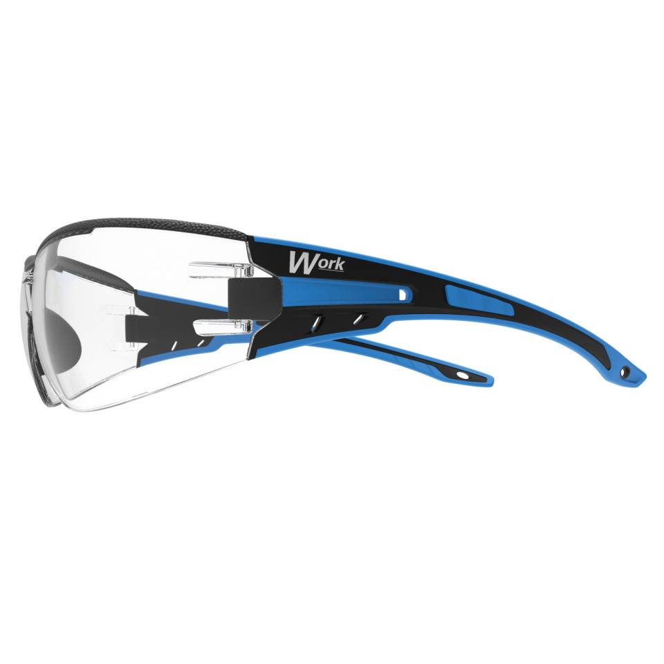 Work Schutzbrille C7 Flex, Kat.II, EN 166, schwarz/blau, Polycarbonat, kratzfest, 23g