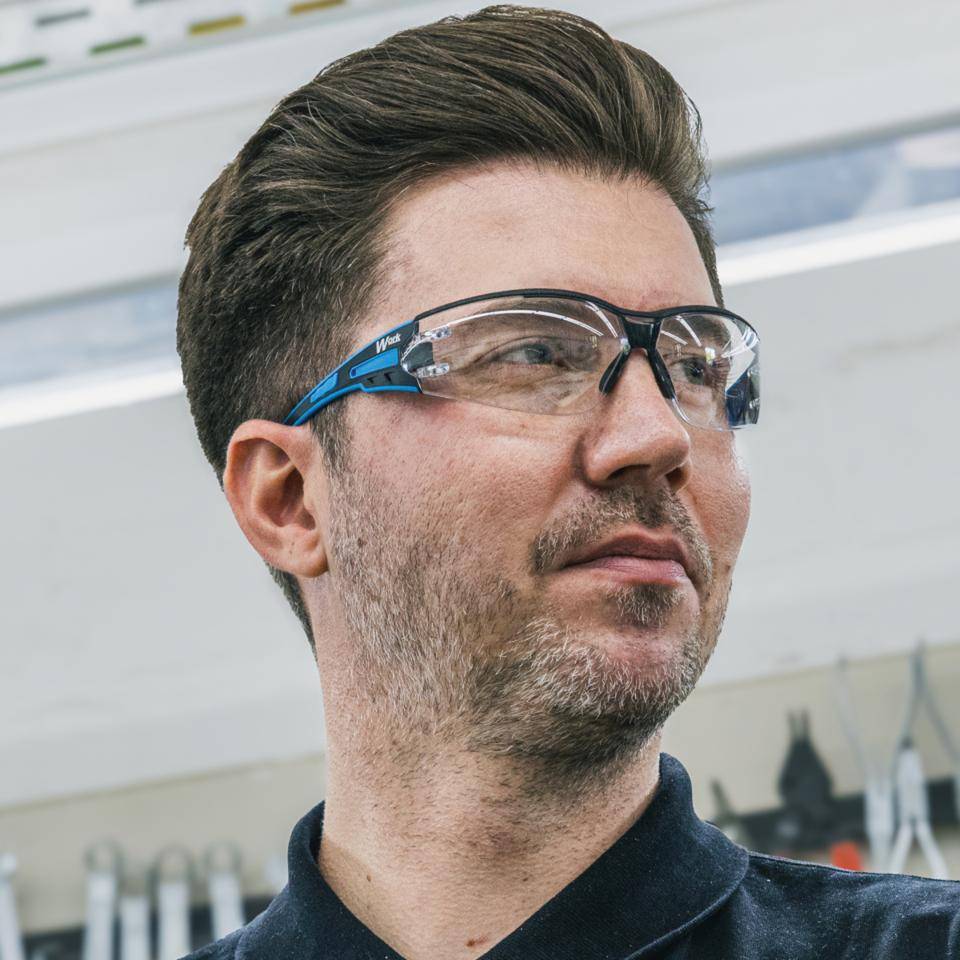 Work Schutzbrille C7 Flex, Kat.II, EN 166, schwarz/blau, Polycarbonat, kratzfest, 23g