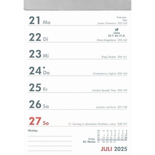 Wochenabreißkalender 325 10,5x14,6cm 2025
