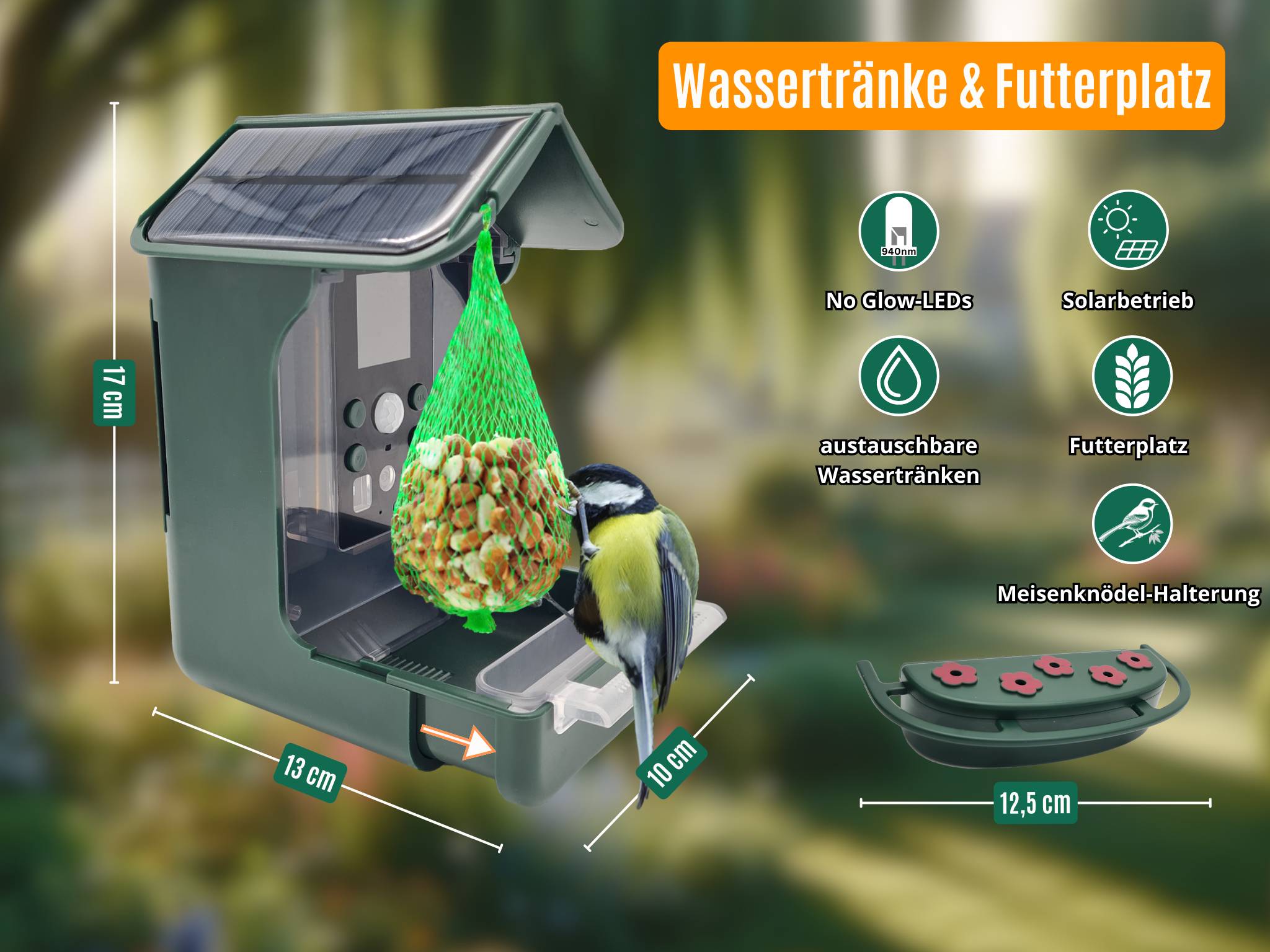 Berger & Schröter Vogel-Futterhaus mit Kamera und Solar