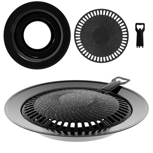 EVOCAMP Grillplatte Aufsatz für Gaskocher, antihaftbeschichtete Grillpfanne für Campingkocher, Grillaufsatz rund 32 cm, Grillmatte für BBQ, Campin EVOCAMP Grillplatte Aufsatz für Gaskocher, antihaftbeschichtete Grillpfanne für Campingkocher, Grillaufsatz rund 32 cm, Grillmatte für BBQ, Campin