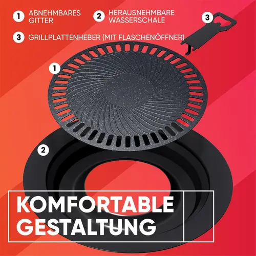 EVOCAMP Grillplatte Aufsatz für Gaskocher, antihaftbeschichtete Grillpfanne für Campingkocher, Grillaufsatz rund 32 cm, Grillmatte für BBQ, Campin EVOCAMP Grillplatte Aufsatz für Gaskocher, antihaftbeschichtete Grillpfanne für Campingkocher, Grillaufsatz rund 32 cm, Grillmatte für BBQ, Campin