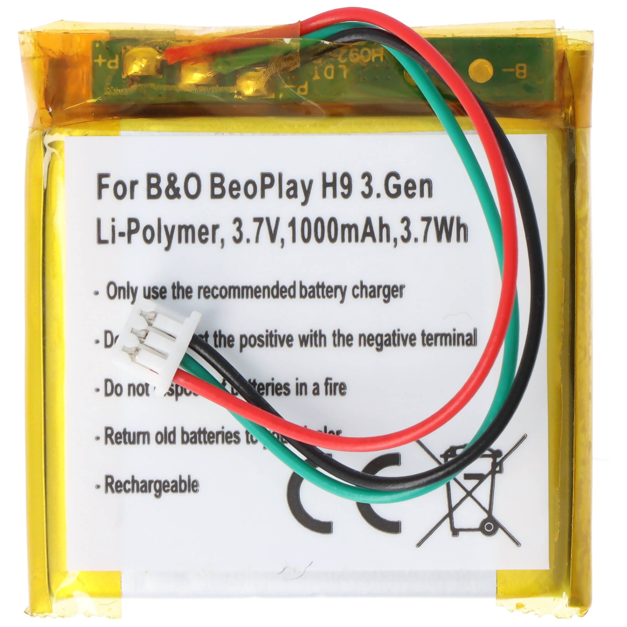 Akku passend für Bang & Olufsen BeoPlay H9 3. Gen, Li-Polymer, 3,7V, 1000mAh, 3,7Wh