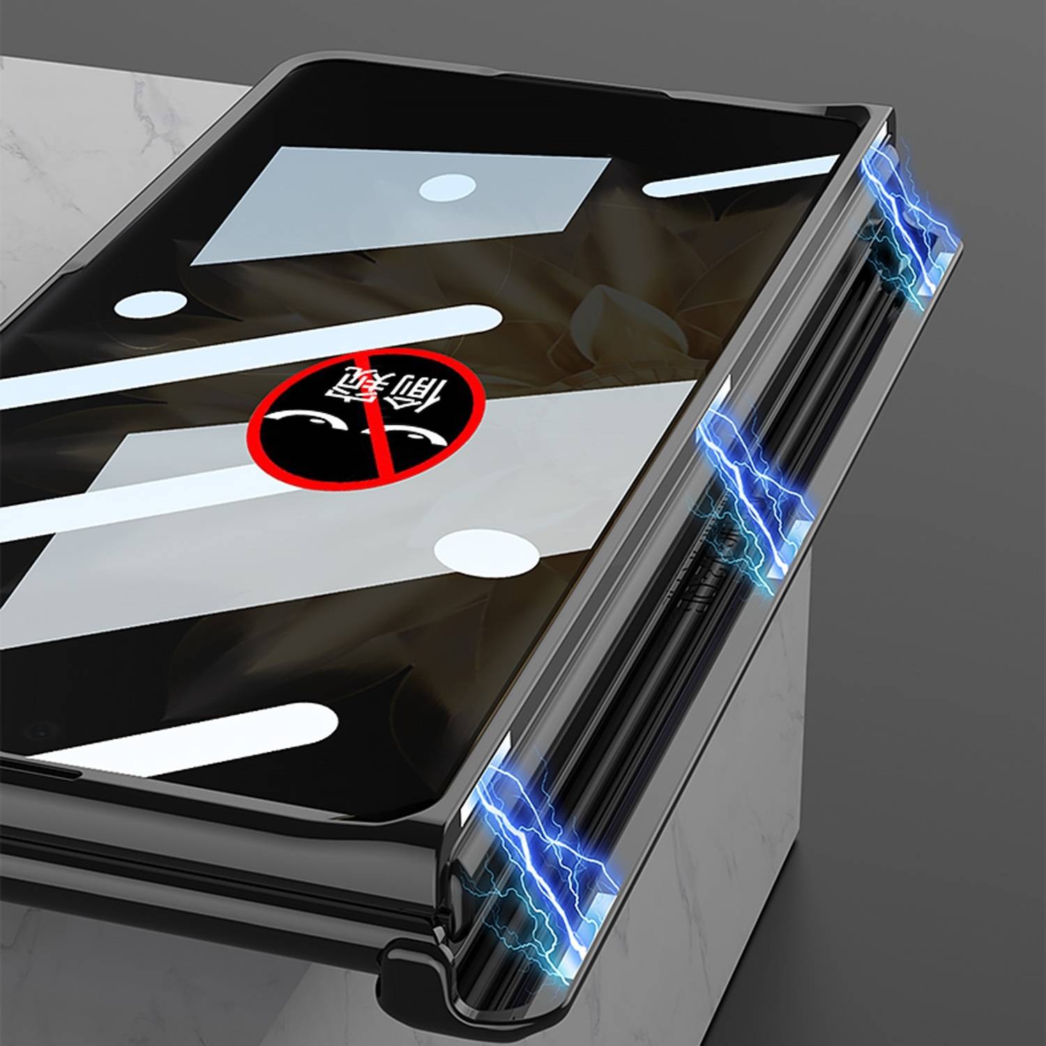 Für Honor Magic V2 GKK Magnetic Folding Phantom Privacy Hülle Schwarz