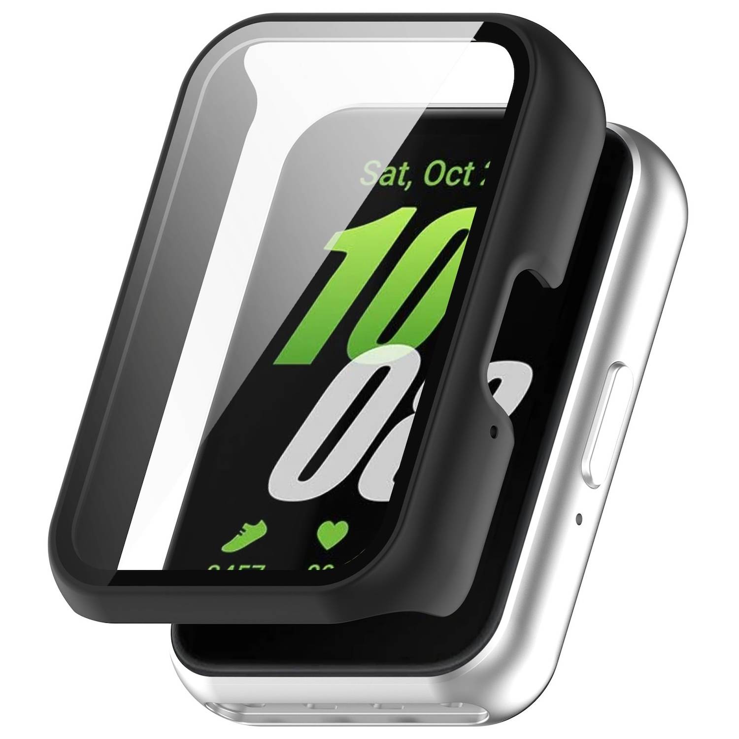 Für Samsung Galaxy Fit 3 Kunststoff Smart Watch Hülle + H9 Schutzglas Schwarz