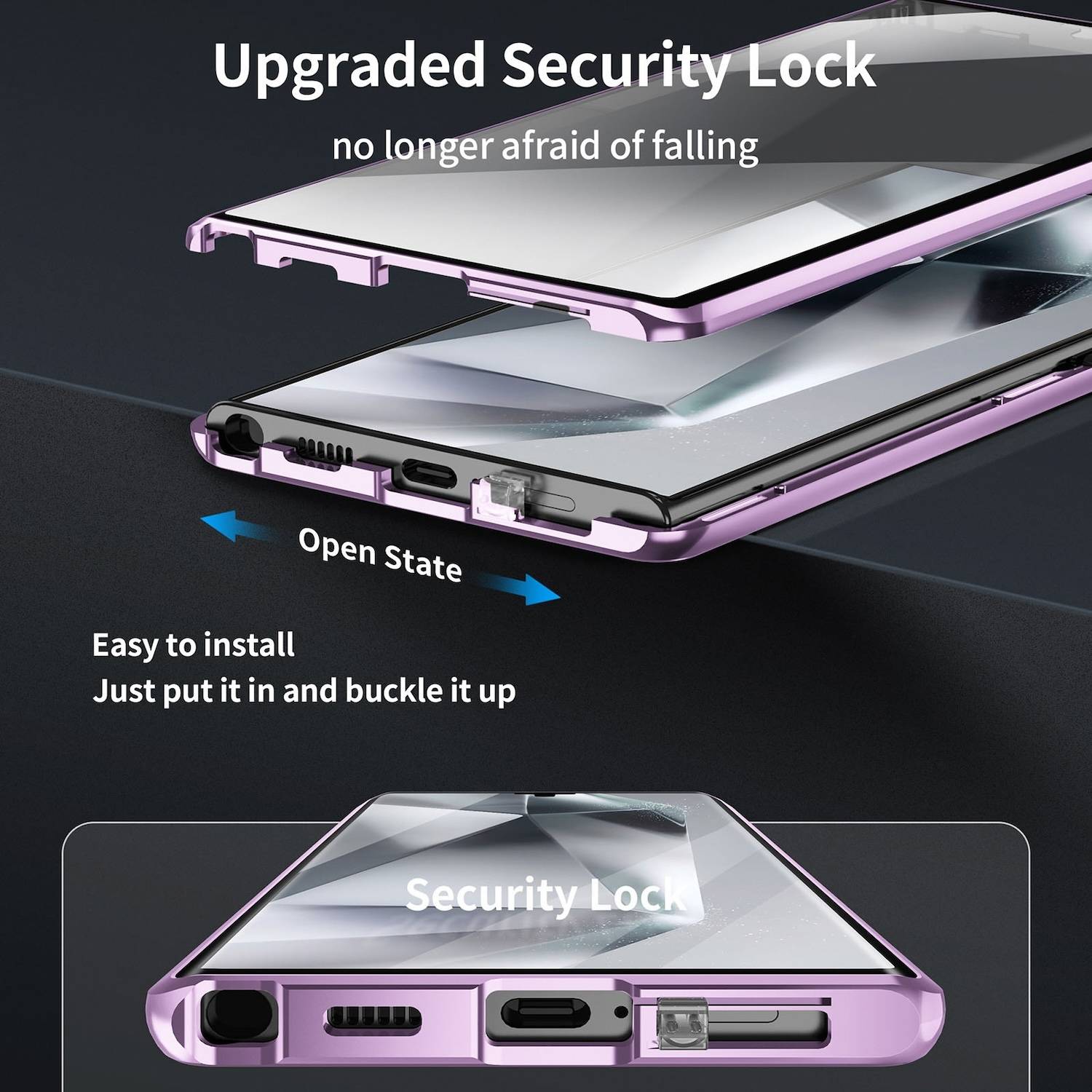 Für Samsung Galaxy S24 Ultra Full Cover MagSafe Magnet Ring / Glas Hülle Handy Tasche Bumper Lila