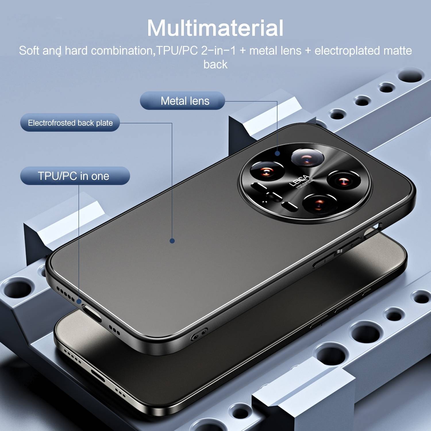 Für Xiaomi 14 Ultra Electroplating Frosted TPU PC Hülle mit Halterung