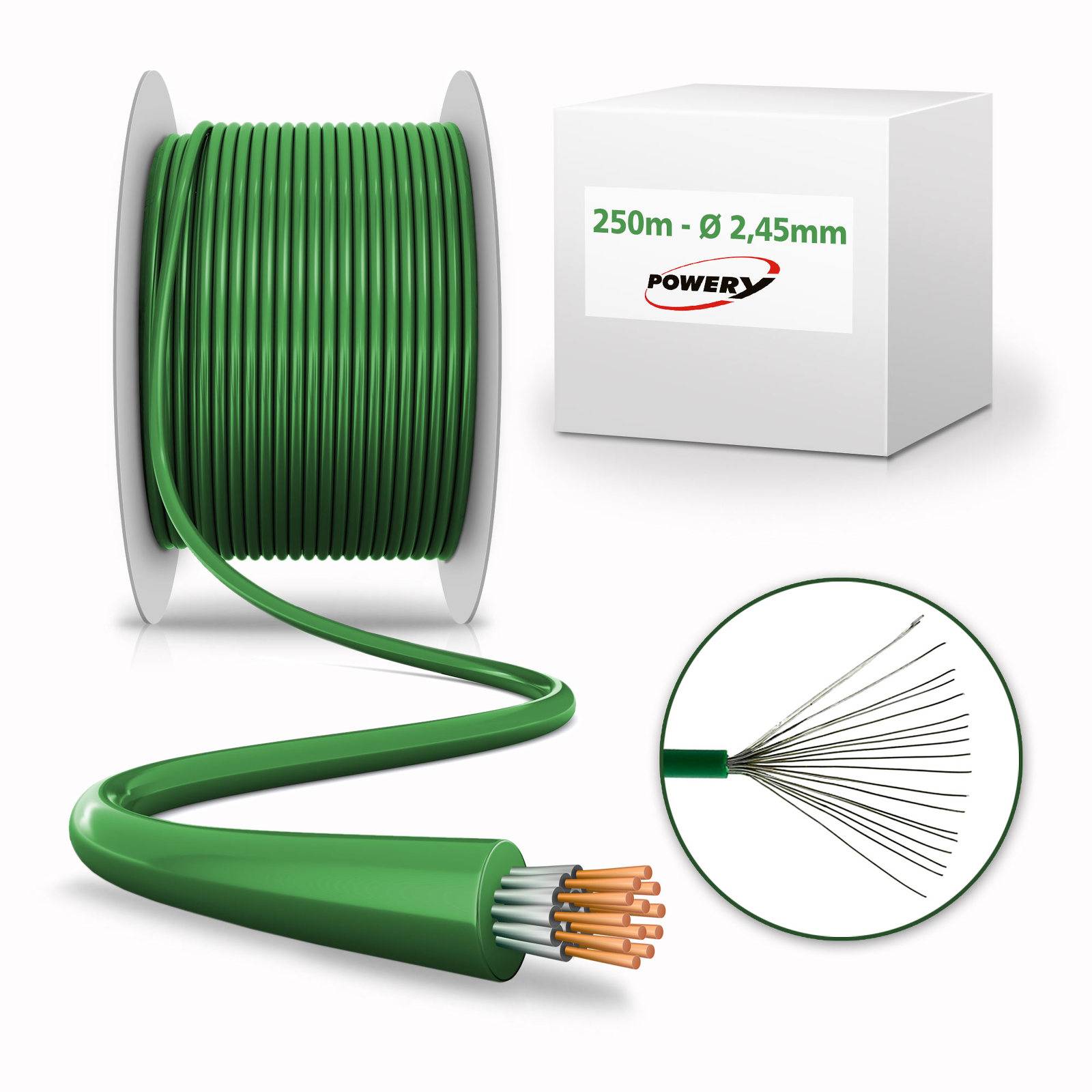 Powery 250m Begrenzungskabel kompatibel mit Mähroboter 2,45mm verzinnter Kupfer
