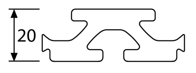 Aluminiumprofil 20x55S Plattenverbindungsprofil I-Typ Nut 8 (schwer), silber eloxiert. Aluminium Profil 20x55 Alu Profile 20 x 55 Systemprofil 490mm